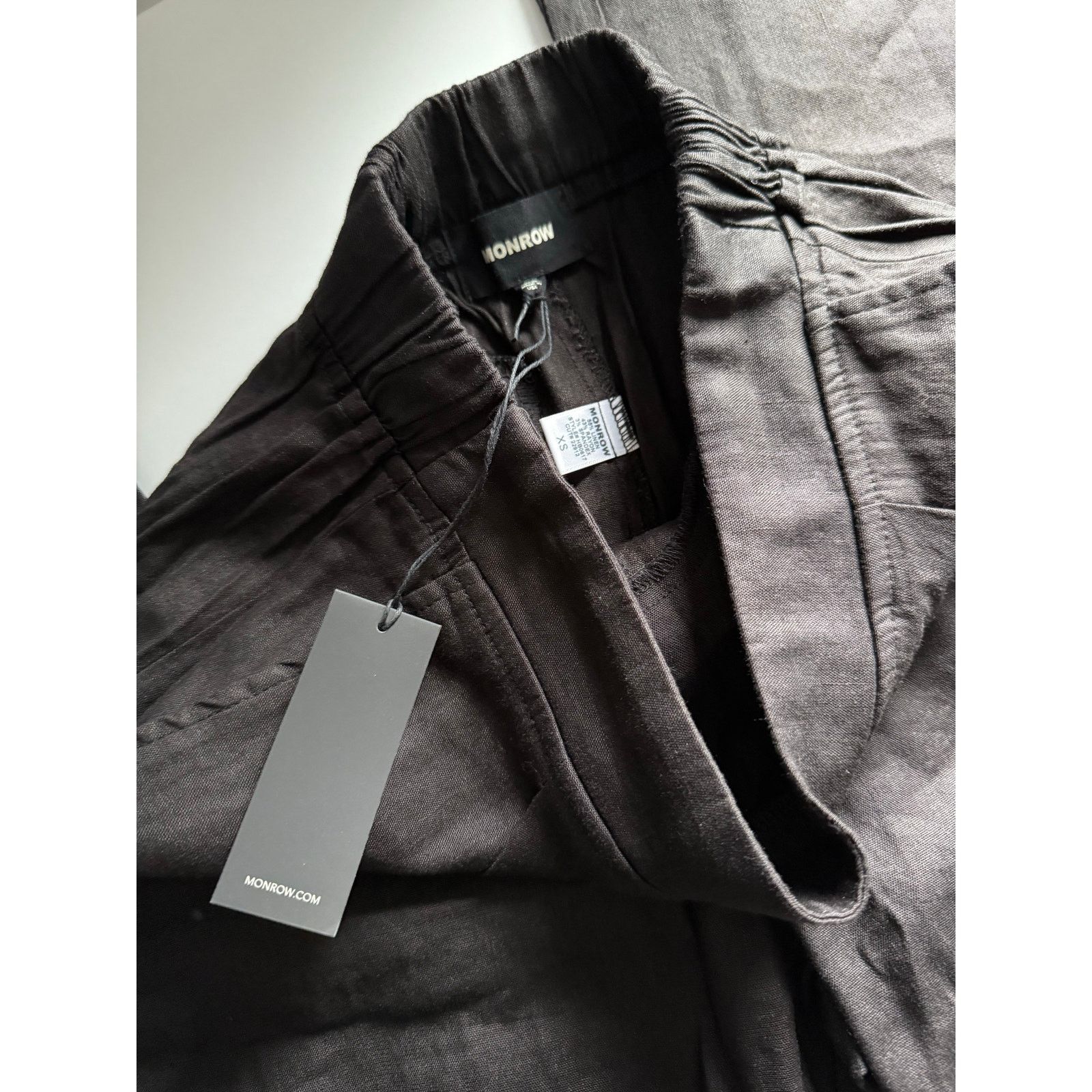 MONROW $175 New Monrow Linen Pleated Pants - XS Black Size 26" / US 2 / IT 38 - 11 Thumbnail