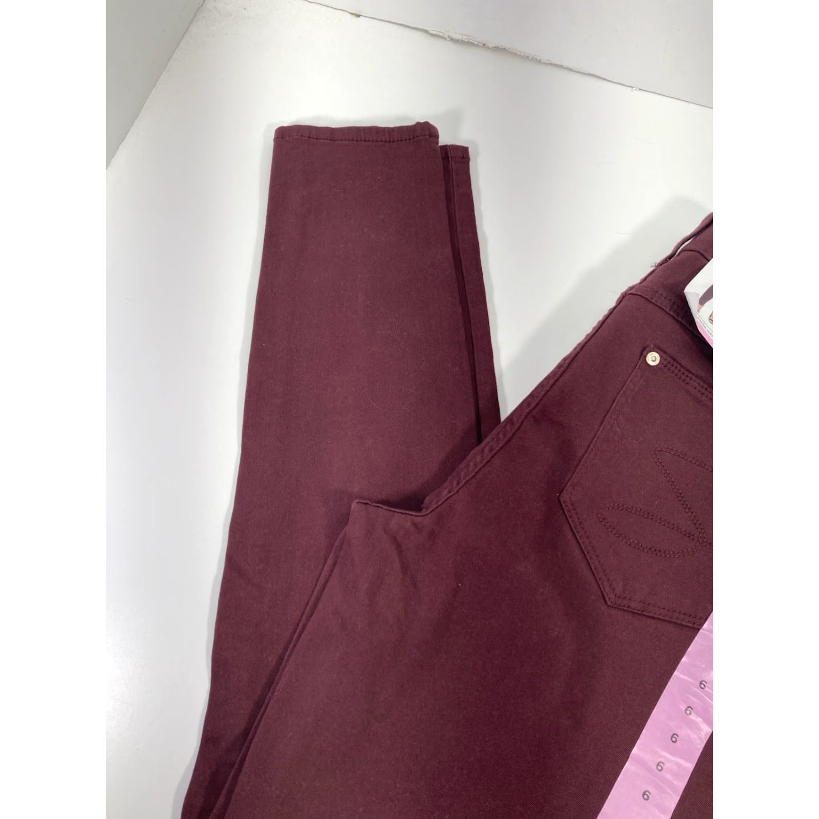 Vintage Seven7 Tummy Less Skinny Jeans Women 6 30X31 Maroon Denim High Rise Stretch NWT Size 28" / US 6 / IT 42 - 3 Thumbnail