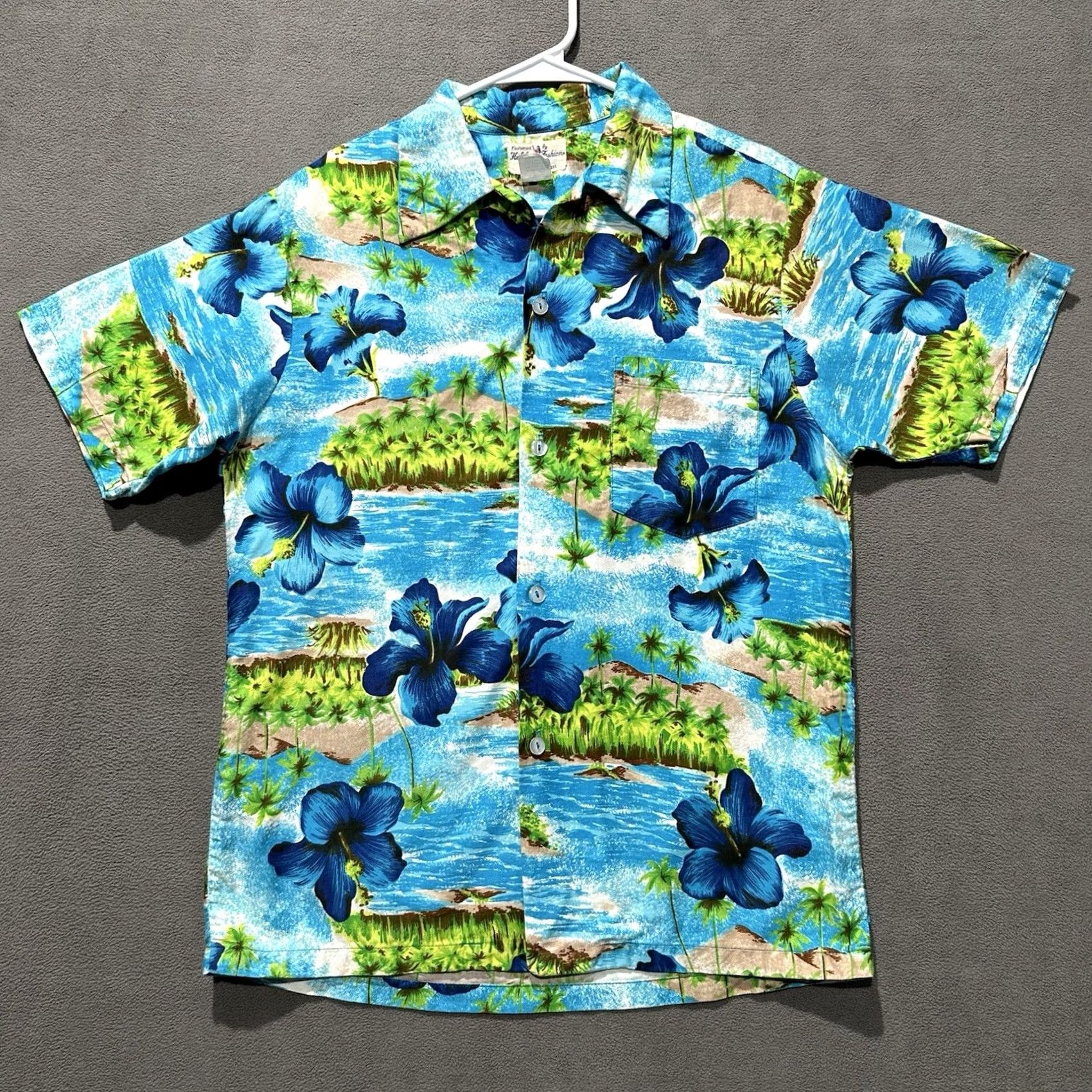 Vintage Vintage Hukilau Fashions Shirt Mens S Blue Palm Tree Tropical Honolulu Hawaiian Size US S / EU 44-46 / 1 - 2 Thumbnail