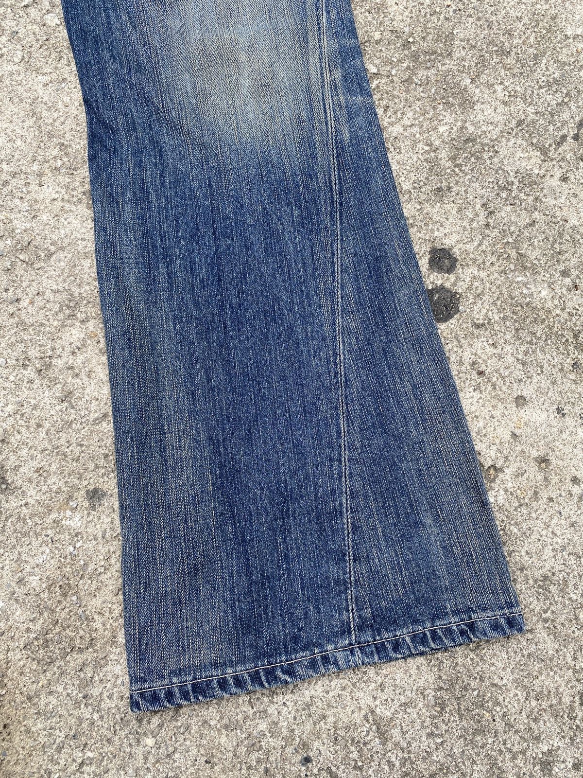 Edwin × Japanese Brand × Tornado Mart 2000s - Edwin Blue Trip Claw Marks Design Flare Denim Size US 32 / EU 48 - 7 Thumbnail