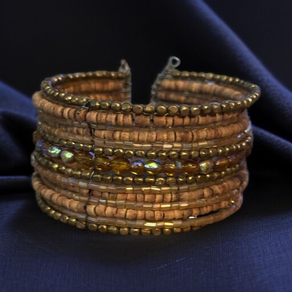 Other Coconut and amber beaded wide cuff bracelet Size ONE SIZE - 1 Thumbnail