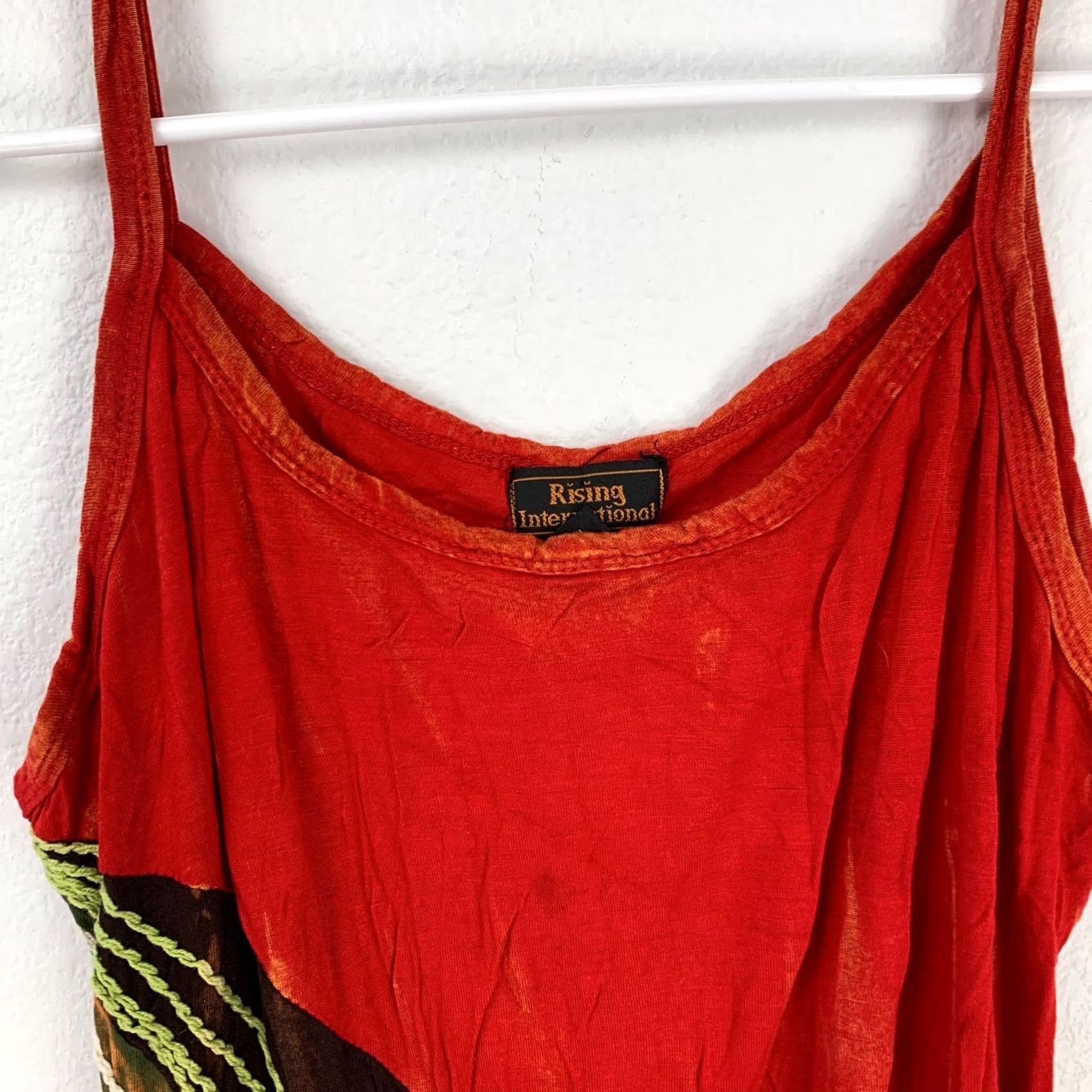 Vintage Rising International Embroidered Hippy Artsy Boho Dress Tunic Large Sleeveless Red Viscose Tank Dress Bohemian Womens Casual Party/Cocktail Size L / US 10 / IT 46 - 5 Thumbnail
