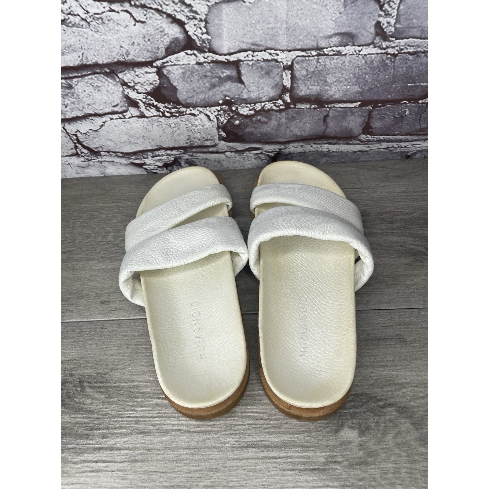 Other Humanoid White Leather Platform Strap Slides Wedge Sandals W Size US 8.5 / IT 38.5 - 5 Thumbnail