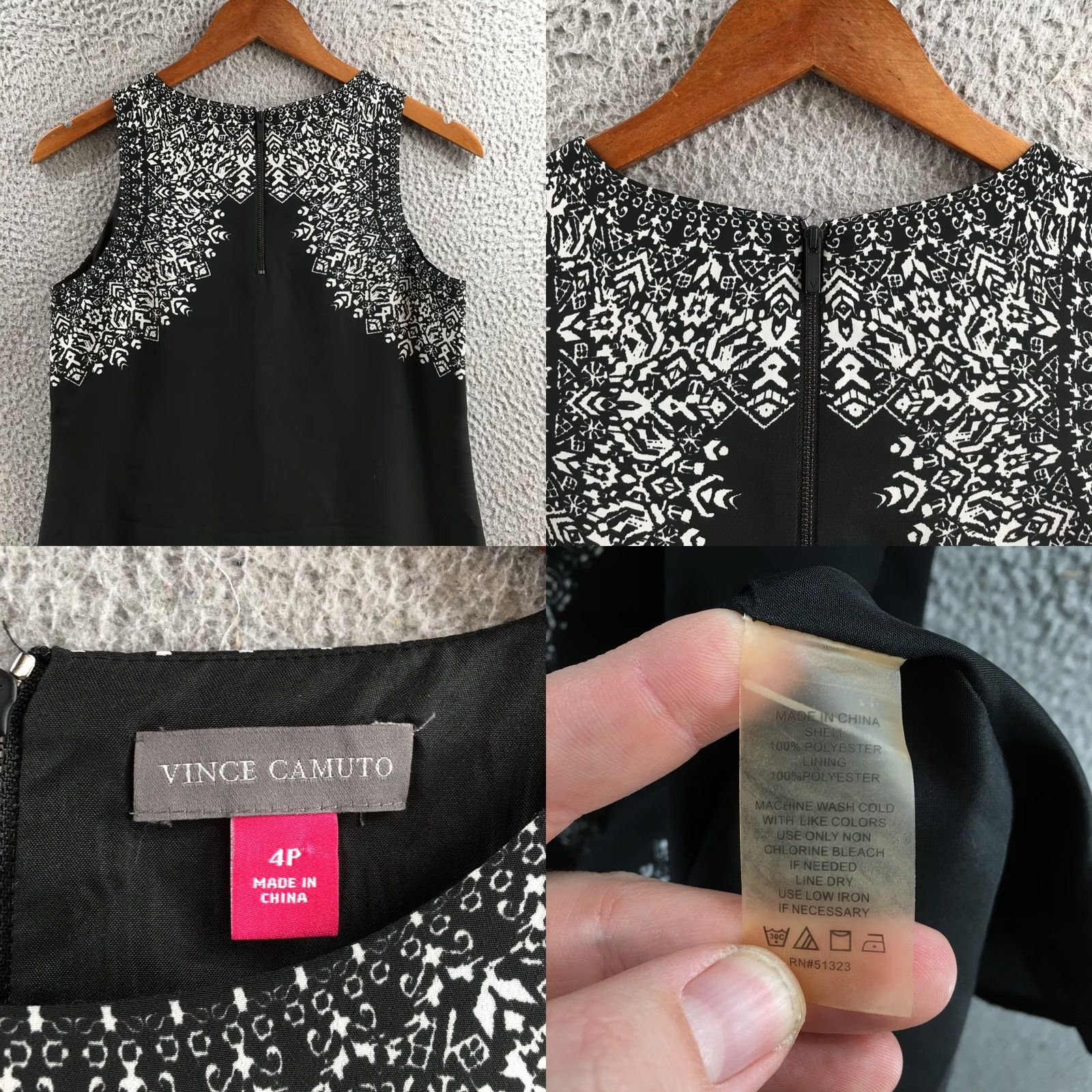 Vince Camuto Vince Camuto Dress Womens 4P Black White Geometric Print Sleeveless Sheath Top Size S / US 4 / IT 40 - 8 Thumbnail