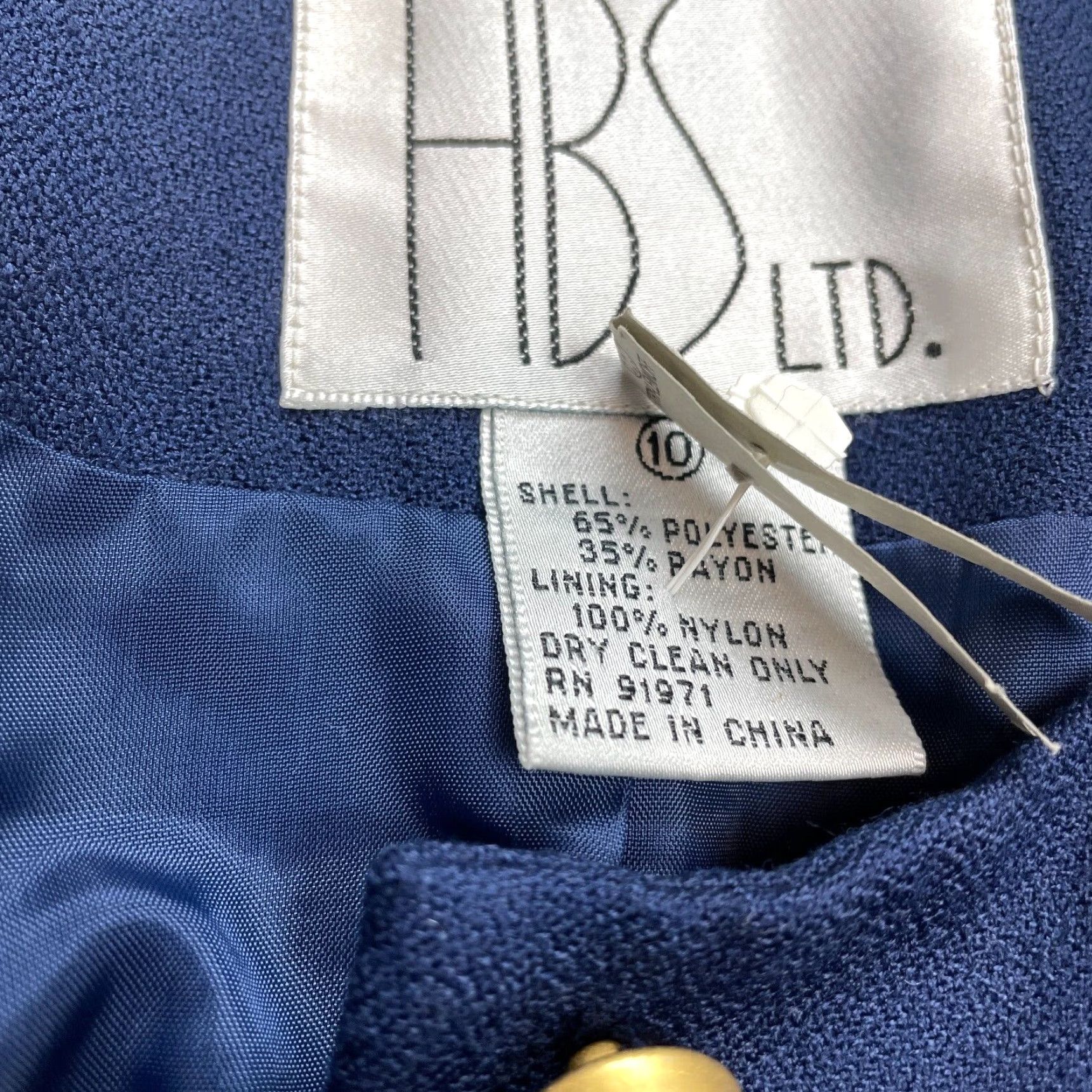 Vintage VINTAGE LTD HBS Jacket Womens 10 Blue Mid Length Long Sleeve Button Pocketed Pockets Size L / US 10 / IT 46 - 6 Thumbnail