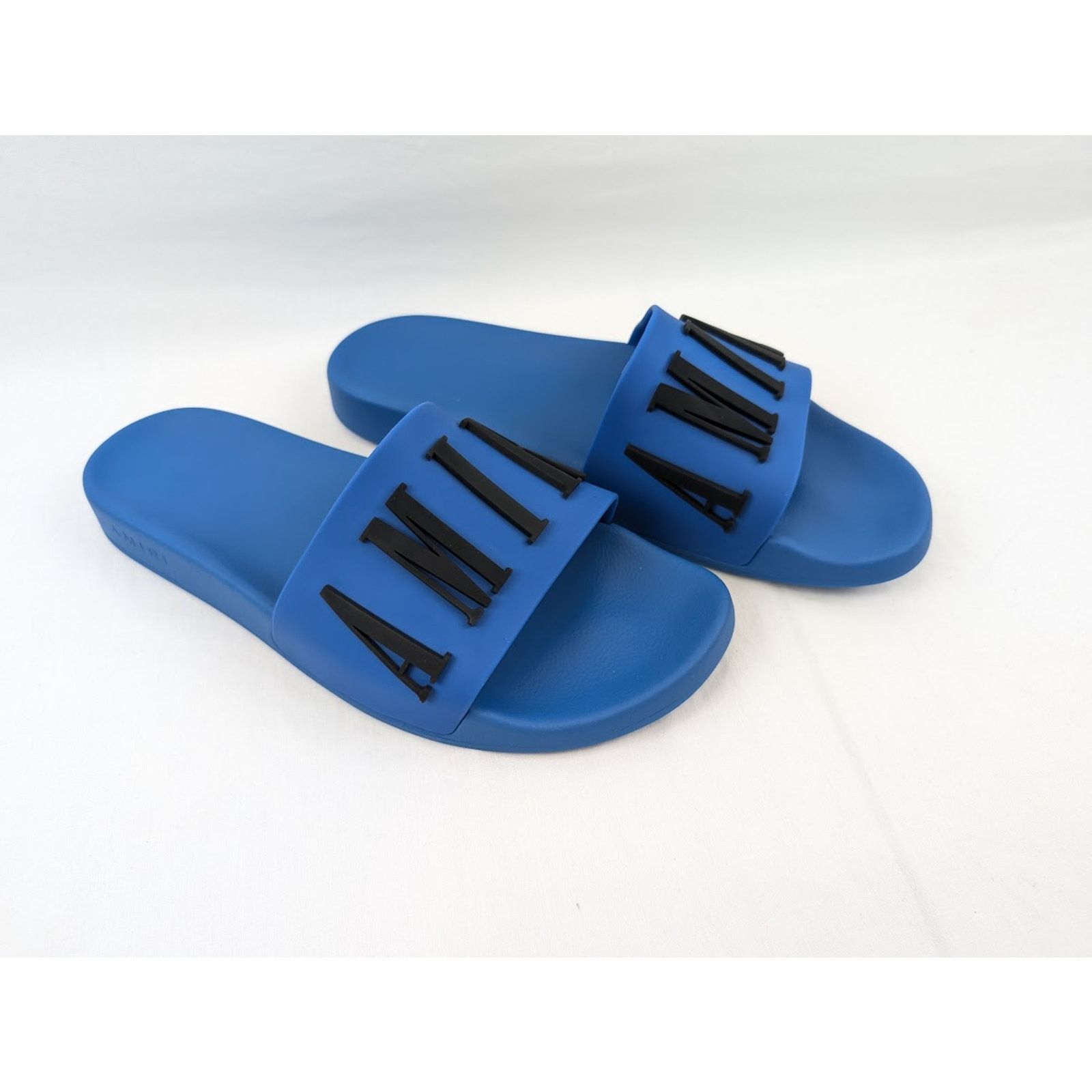 Amiri o1rshd1 Logo Pool Slide in Blue/Black Size US 12 / EU 45 - 15 Thumbnail