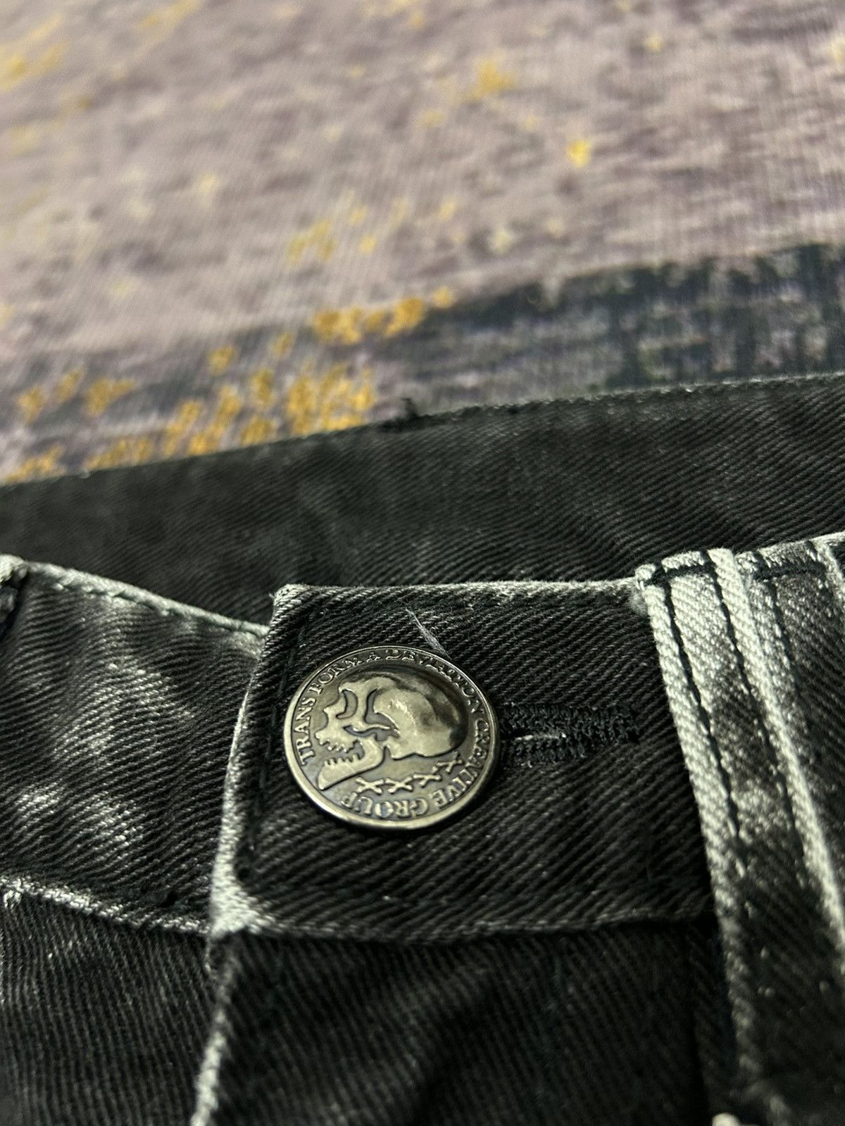 Tornado Mart Xfrm Skull Swarovski Clawmark Studded Jeans Size US 31 - 13 Thumbnail