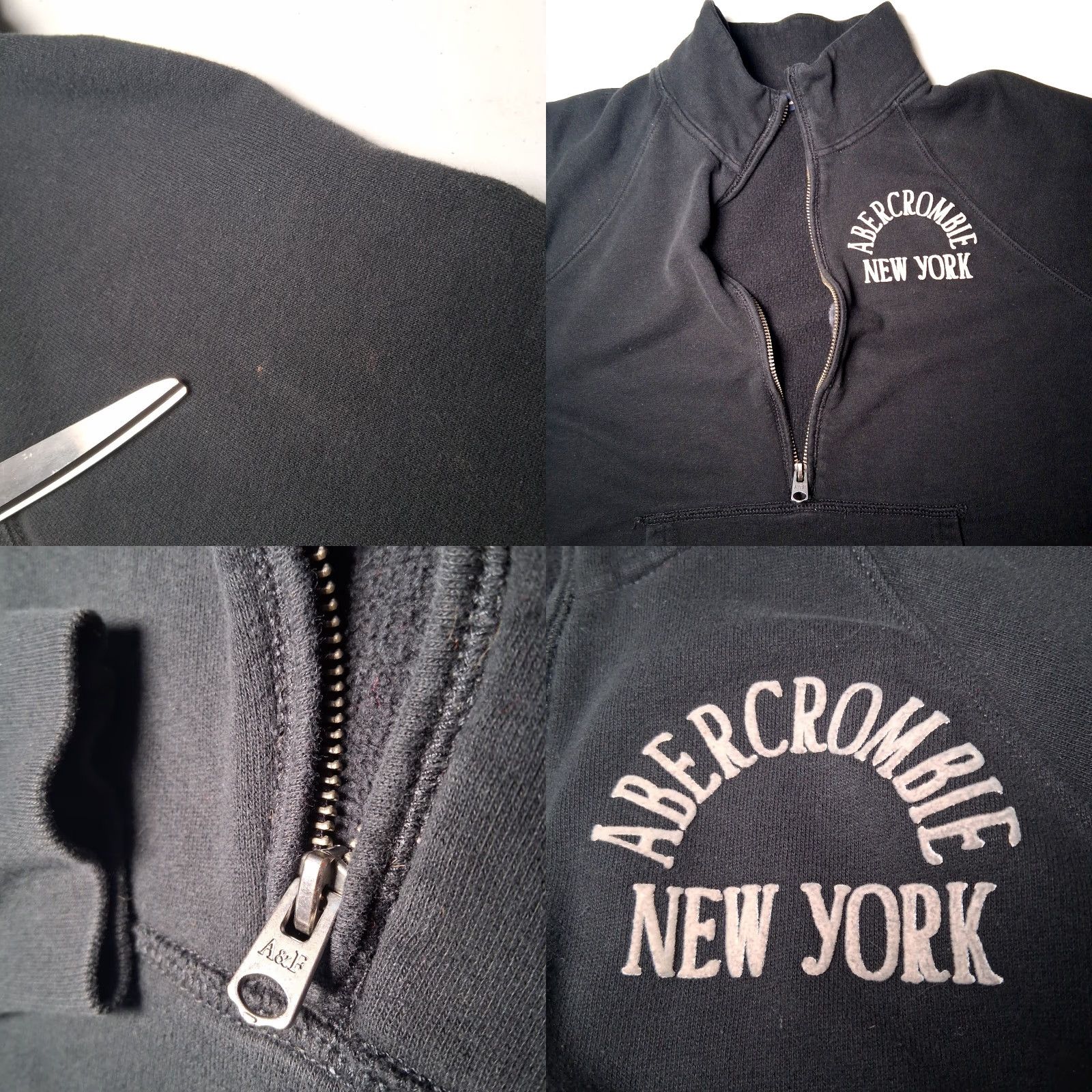 Abercrombie & Fitch Abercrombie & Fitch New York Sweatshirt Women Medium Black Raglan Sleeve 1/4 Zip Pullover Comfort Cozy Activewear Size M / US 6-8 / IT 42-44 - 8 Thumbnail