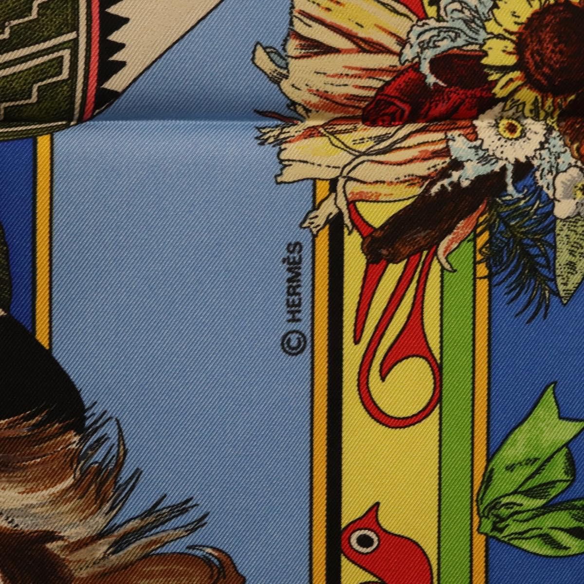 Hermes HERMES Carre 90 Scarf Silk Blue Red "KACHINAS" Auth ki6872M Size ONE SIZE - 11 Thumbnail