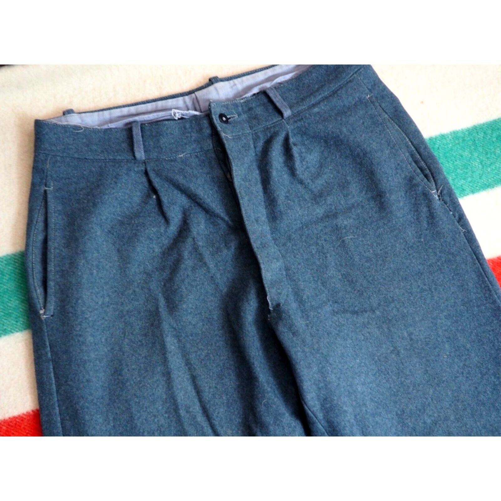 Vintage VTG 50s 60s Santoria Italian Dark Gray Field Military 34x29 Wool Pants Size US 34 / EU 50 - 4 Thumbnail