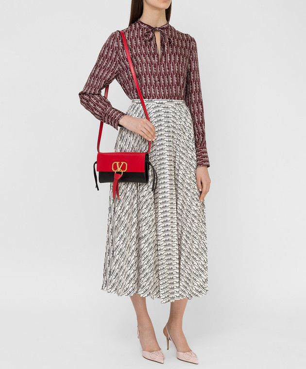 Valentino o1y0326 Midi Skirt in White/Black Size 27" / US 4 / IT 40 - 2 Thumbnail