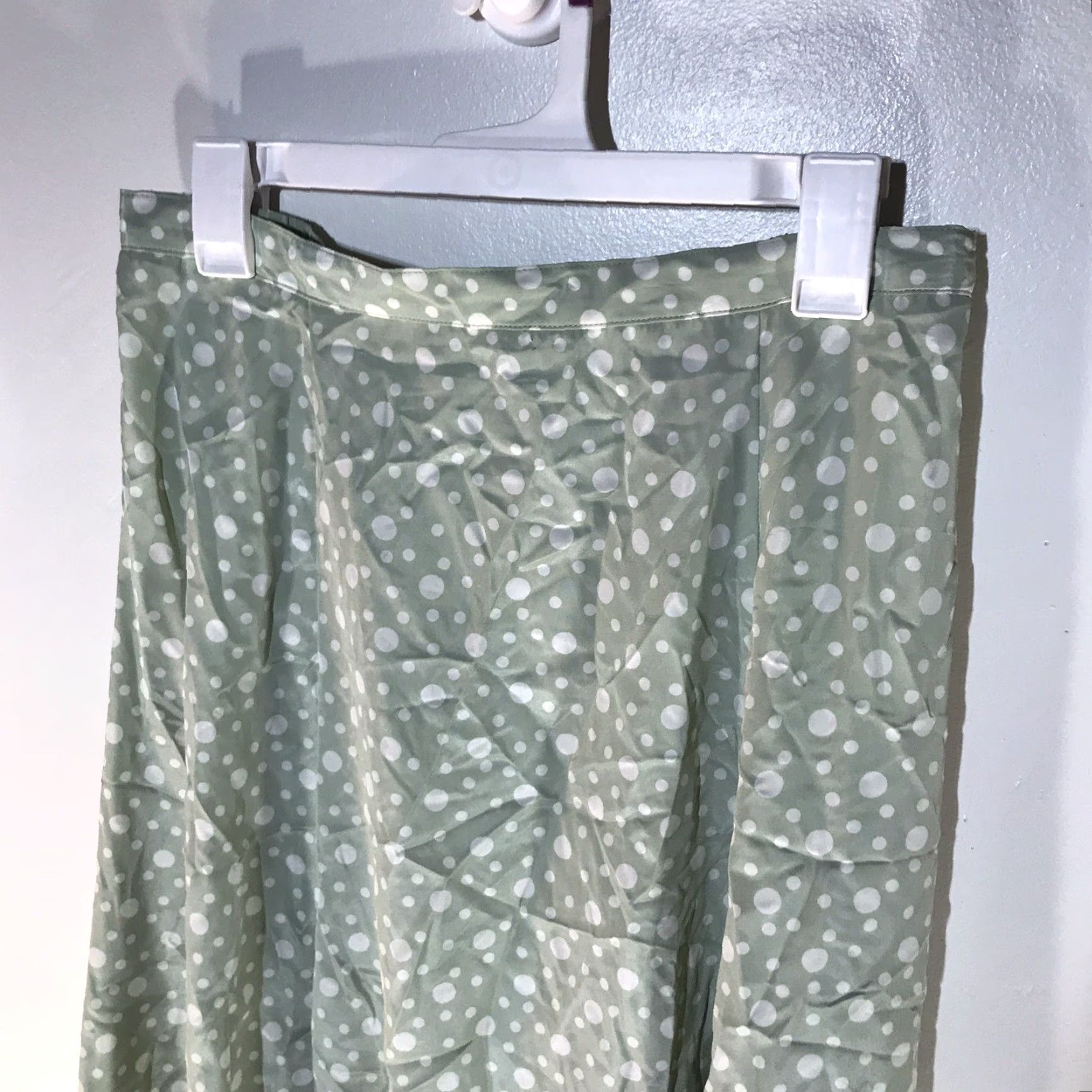 Vintage Vintage Yes Leslie Fay Mint Grn/Wht Polka Dot A-Line Maxi Skirt Womens Size 16 Size 38" / US 16 / IT 52 - 2 Thumbnail