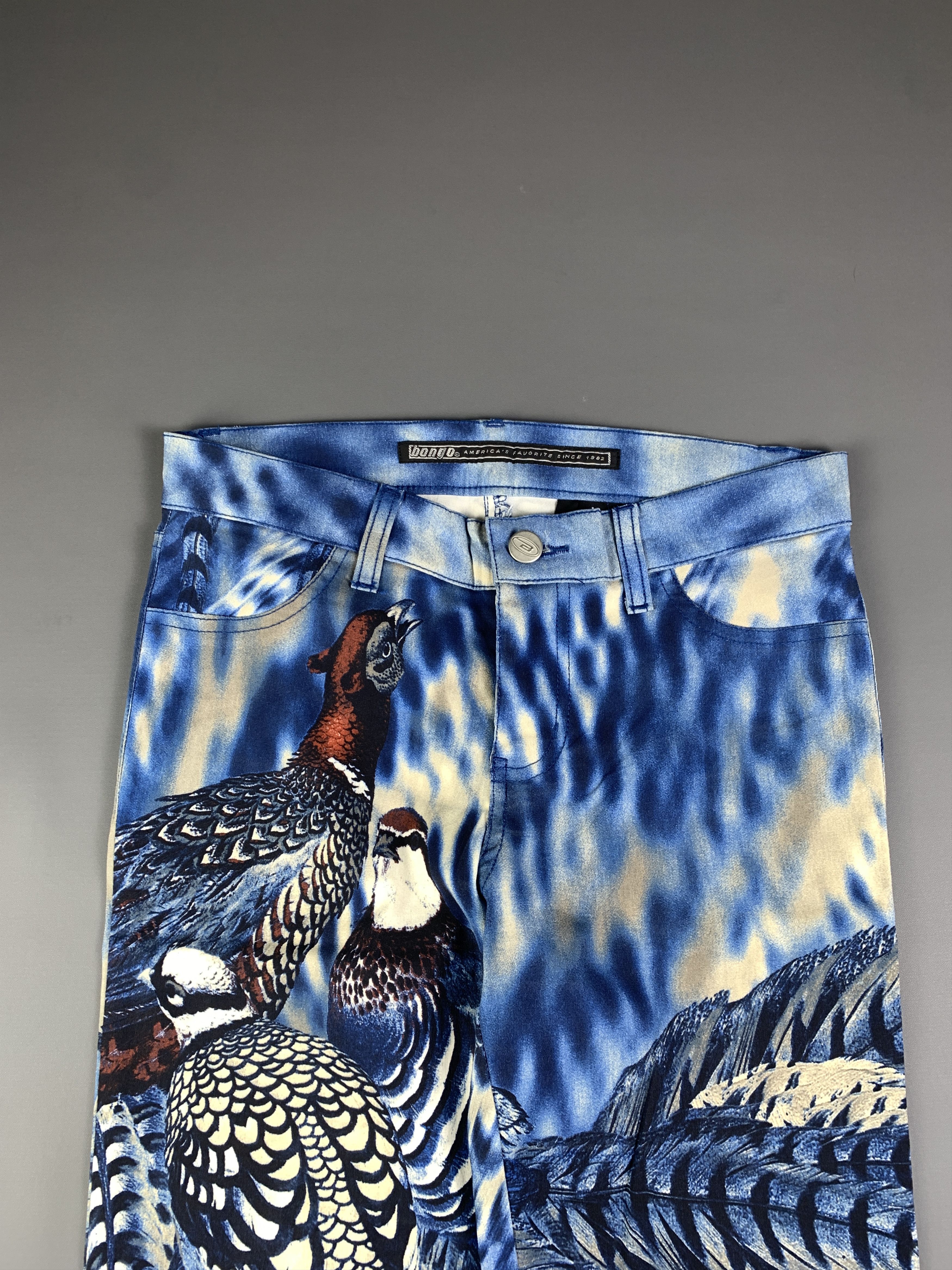 Japanese Brand bongo US Blue Peacock Printed Flare Pants (28 to 30) Size 28" / US 6 / IT 42 - 5 Thumbnail