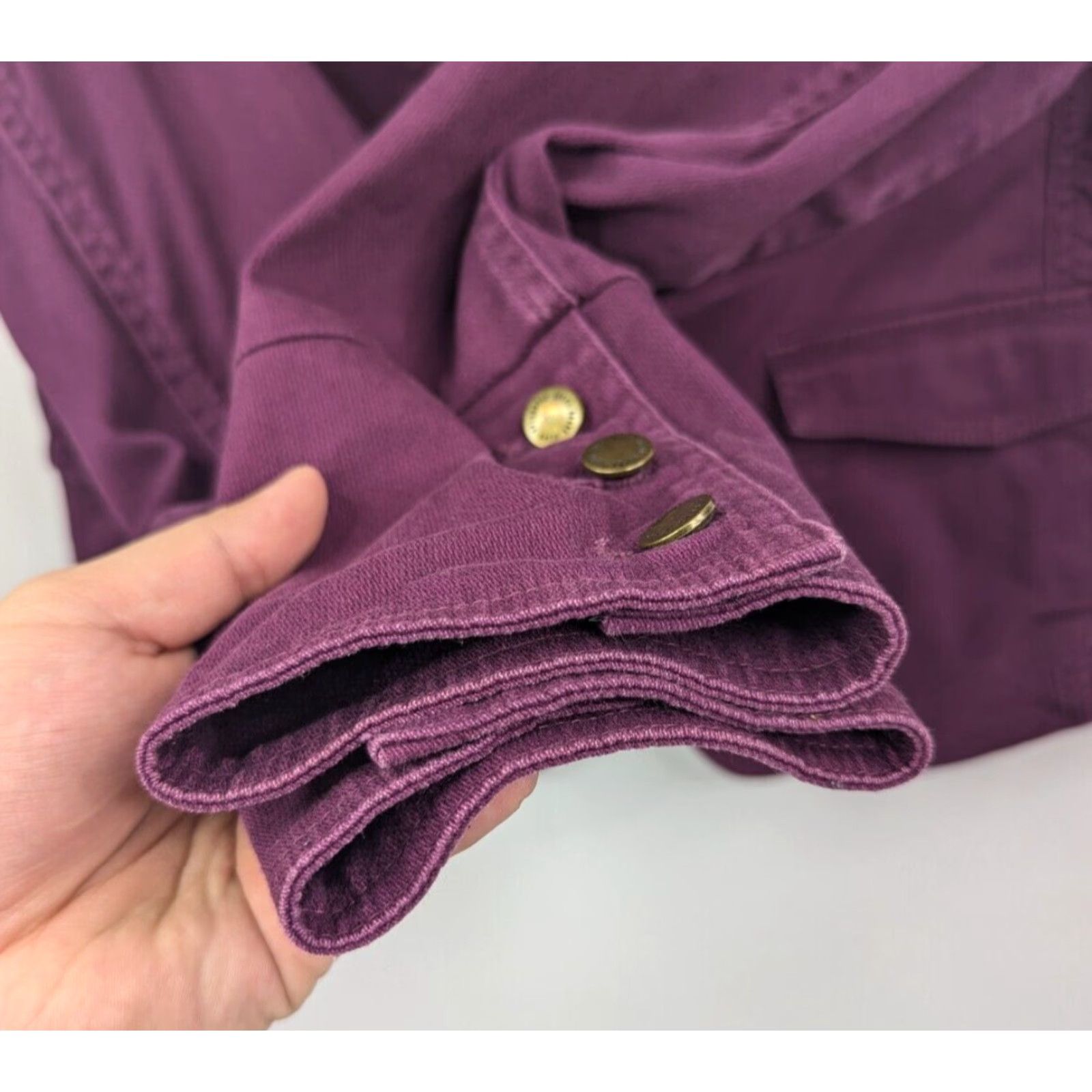 Coldwater Creek Coldwater Creek Women's Plum Purple Button Collared Flap Pockets Jacket Size 10 Size L / US 10 / IT 46 - 2 Thumbnail