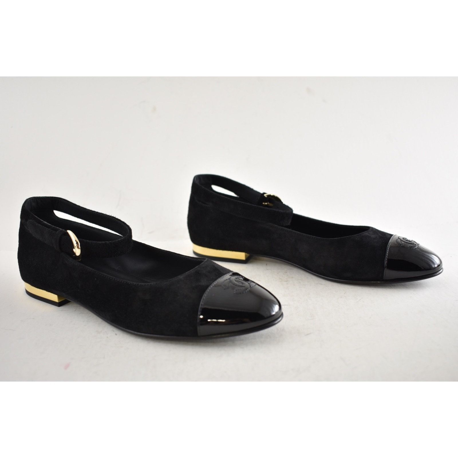 Chanel Chanel Black Suede Patent CC Mary Jane Flat 40 Size US 9 / IT 39 - 3 Thumbnail
