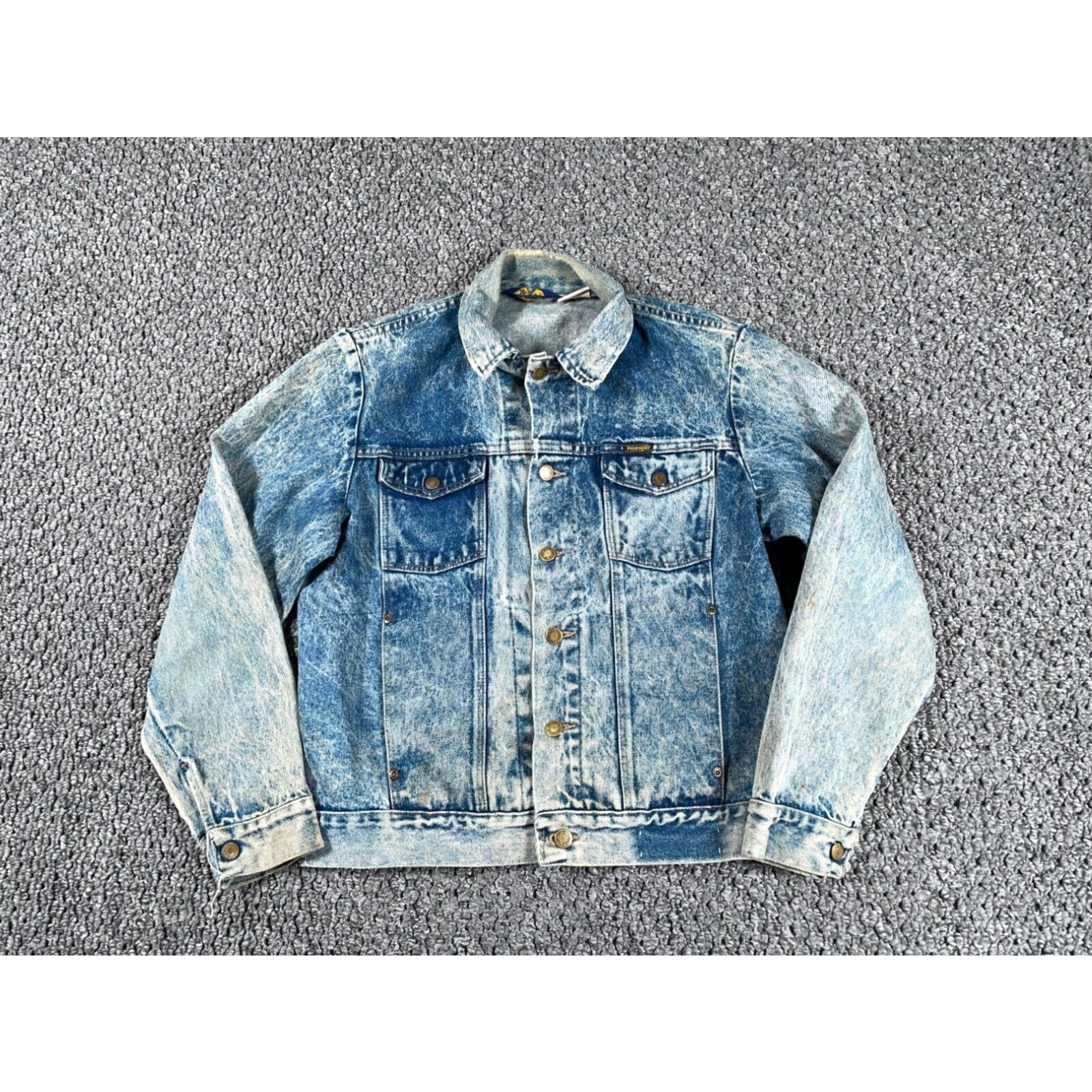 image of VTG 70's Wrangler Denim Jacket Adult Medium Blue 14 Oz. Usa Made Faded Trucker in White, Men's