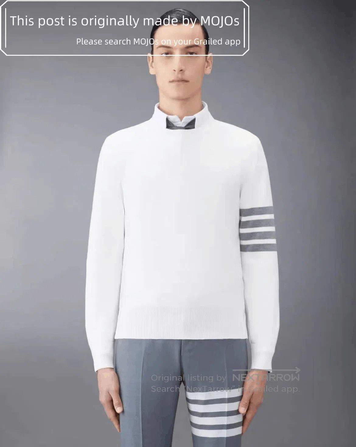 Thom Browne Sz 3 Thom Browne Gray Stripe White Knitwear. Size US L / EU 52-54 / 3 - 6 Thumbnail