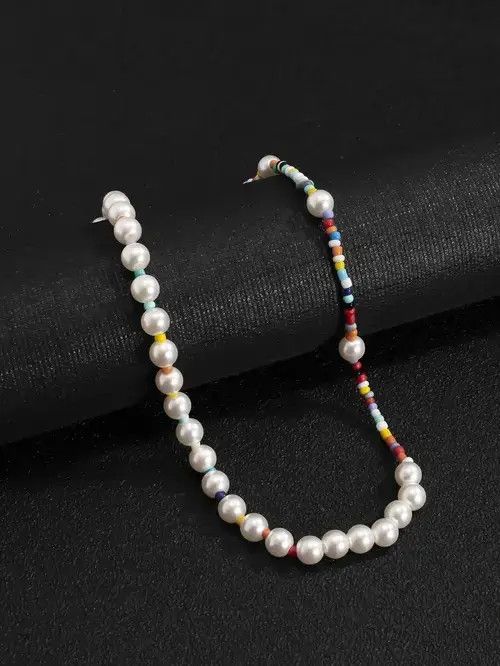 Jewelry × Vintage Retro Punk Charm Necklace Pearl Size ONE SIZE - 2 Thumbnail