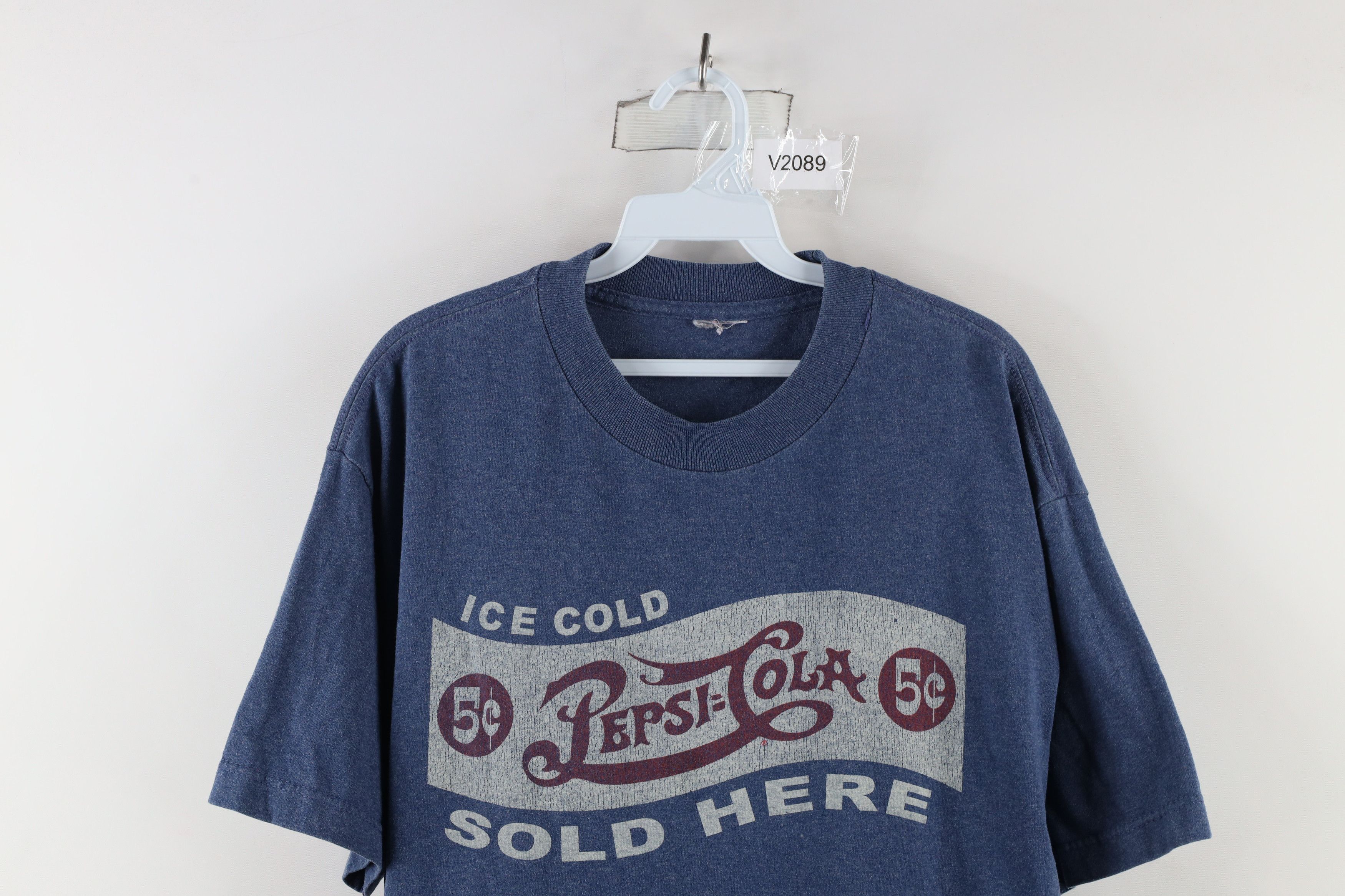 Vintage Vintage 90s Pepsi Cola Spell Out Short Sleeve T-Shirt Blue Size US L / EU 52-54 / 3 - 2 Thumbnail