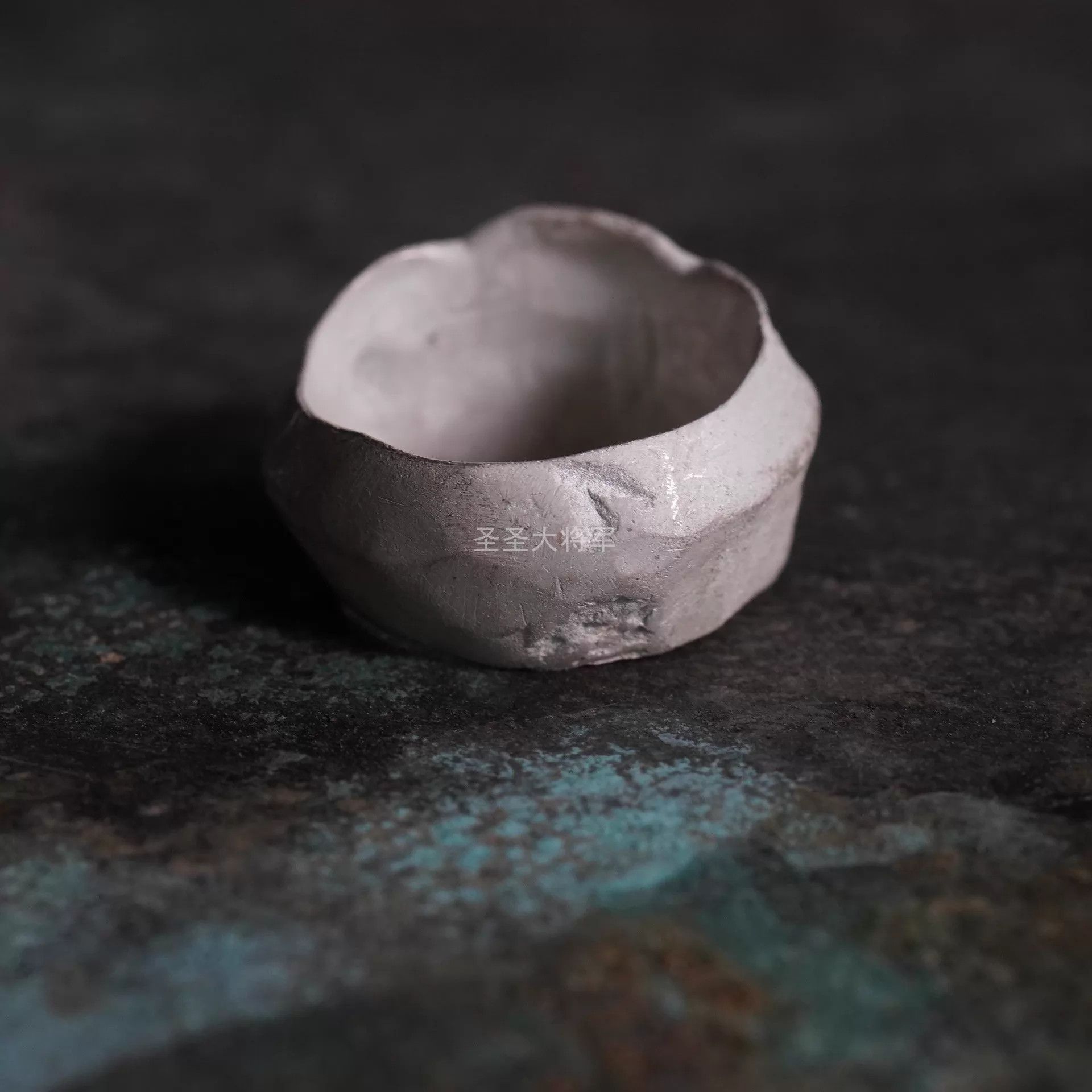 DETAJ Detaj Distressed Fossil-Inspired Black Diamond Silver Ring Size ONE SIZE - 2 Thumbnail