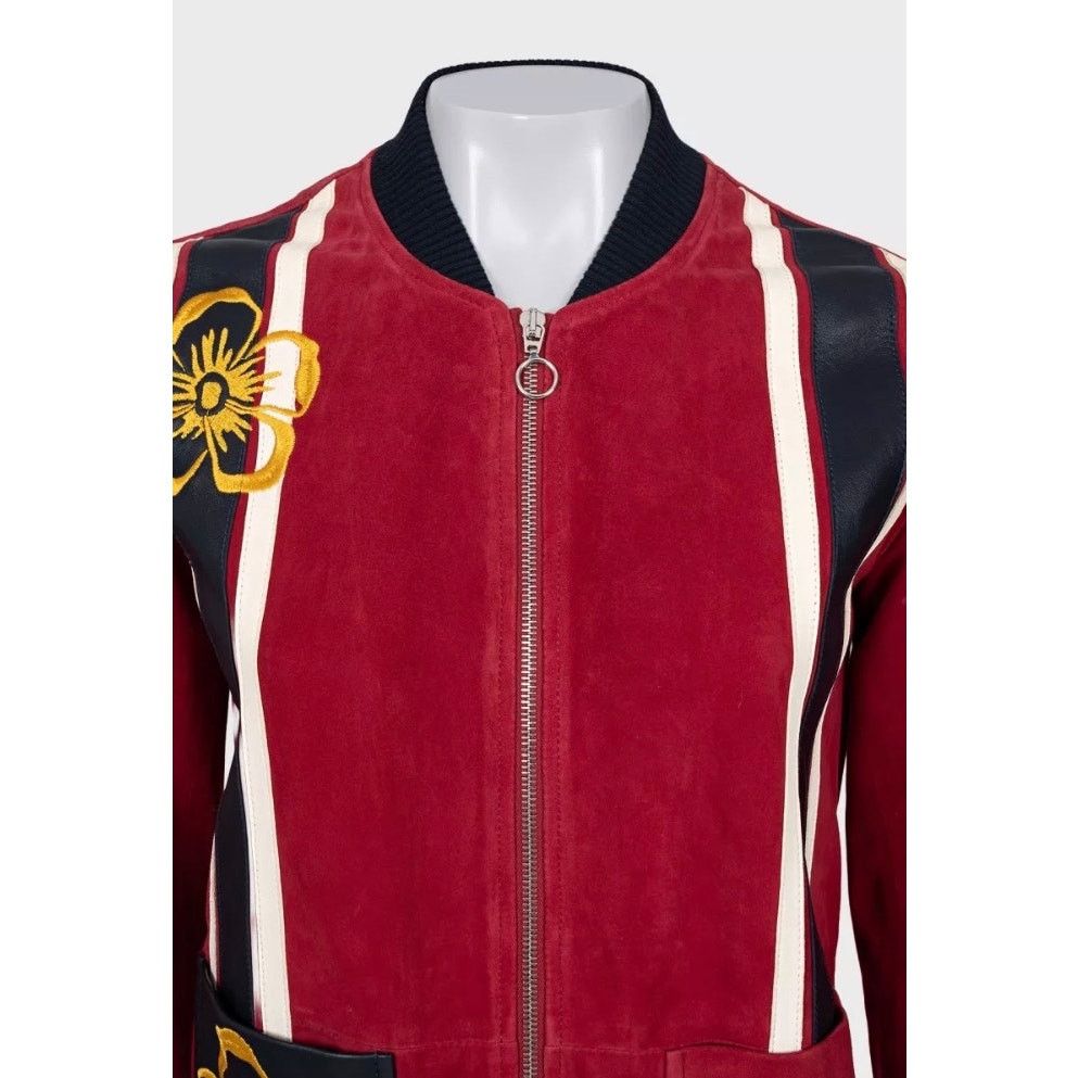 RED Valentino Valentino Spa Red Leather Embroidered Jacket - IT40 / US S Size S / US 4 / IT 40 - 4 Thumbnail