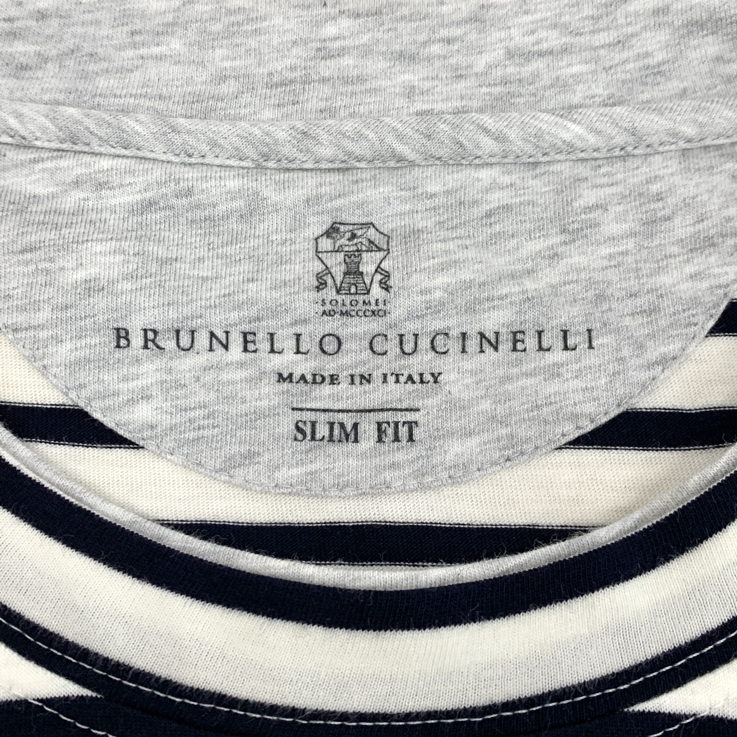 Brunello Cucinelli Brunello Cucinelli Tee – Grey Stripe Cotton (Size M) Size US M / EU 48-50 / 2 - 3 Thumbnail