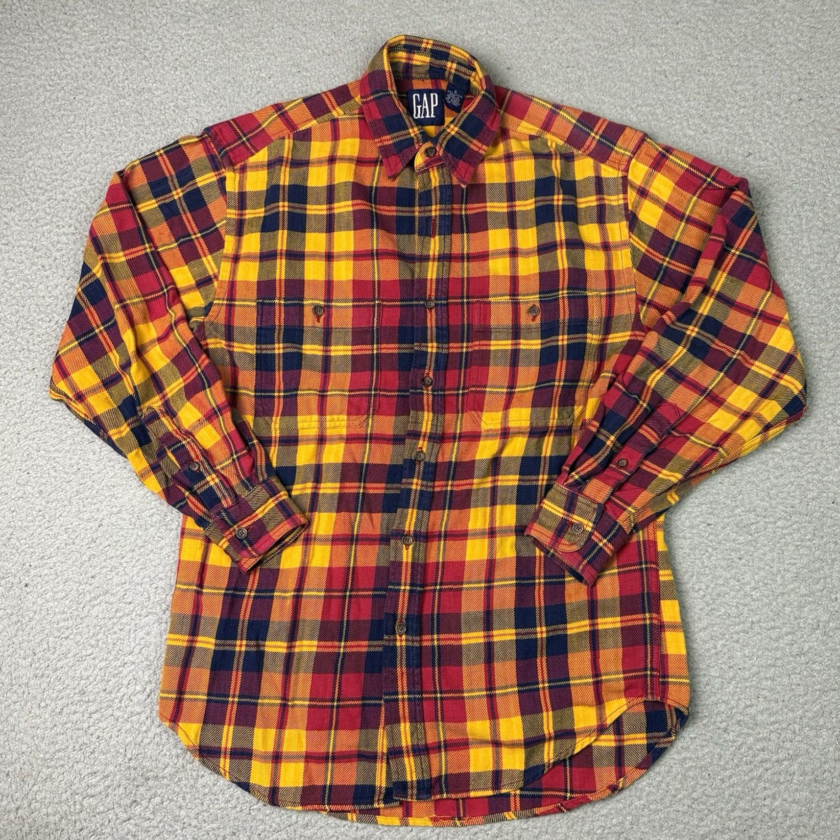 Gap VINTAGE Gap Shirt Mens S Red Heavy Flannel Plaid Button-Down Long Sleeve 90s Size US S / EU 44-46 / 1 - 2 Thumbnail