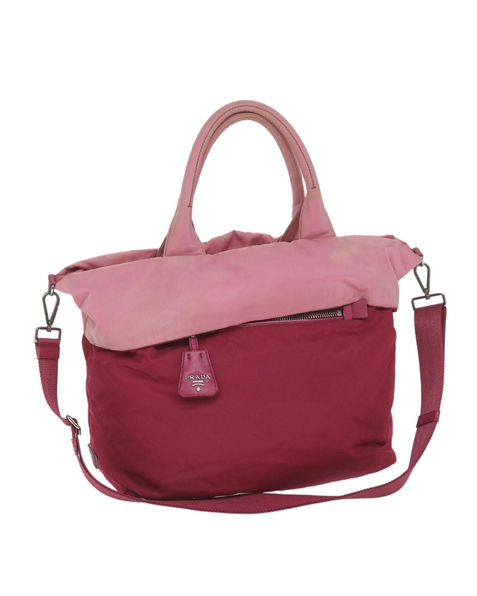 image of Prada Reversible Pink Synthetic Handbag, Women's