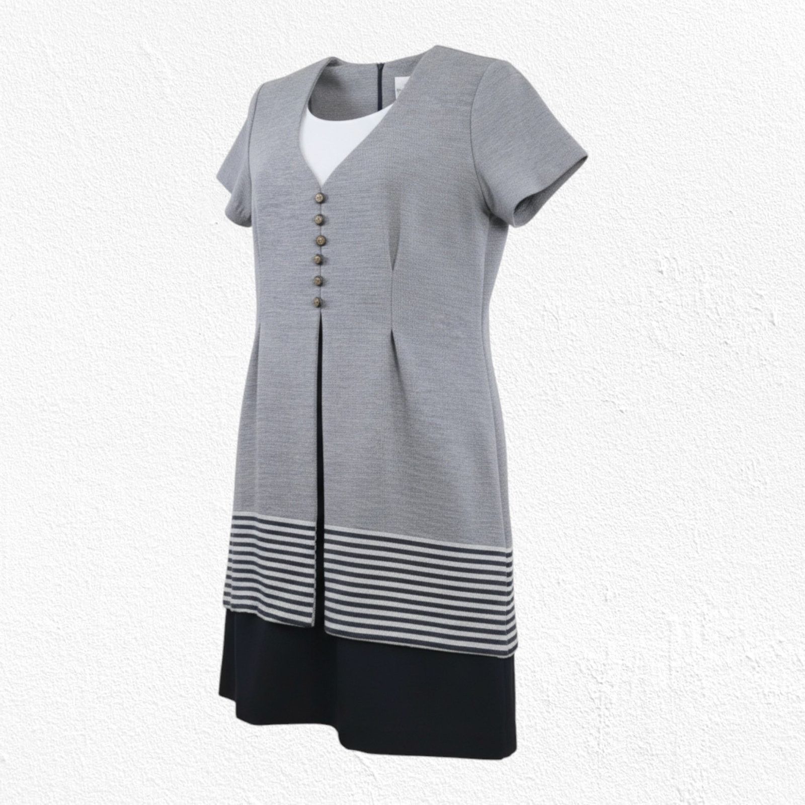 Vintage Vintage Navy Gray Houndstooth Office Dress Size Large Size L / US 10 / IT 46 - 1 Thumbnail