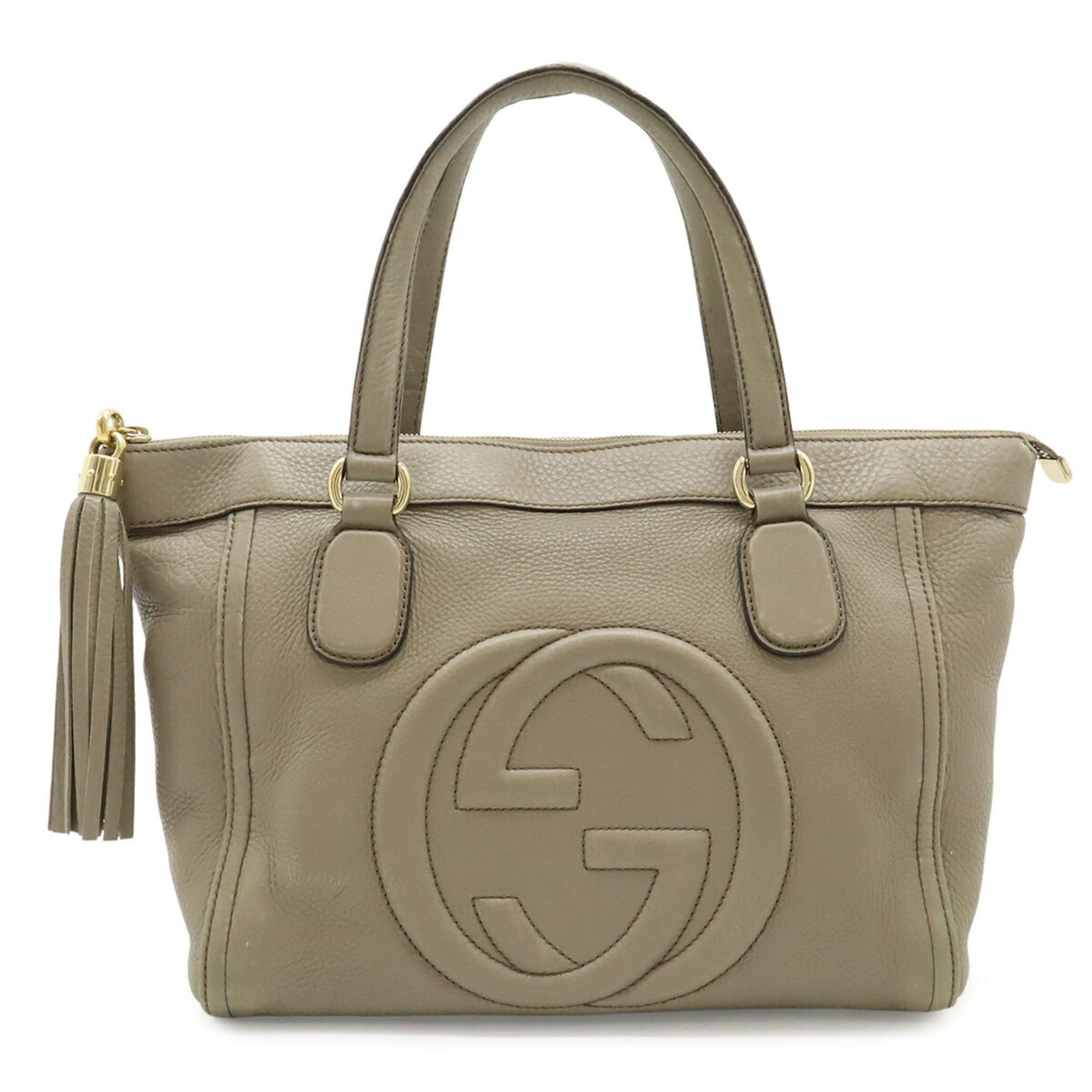 Gucci GUCCI Soho Interlocking G Tote Bag Handbag Tassel Leather Light Greige 282307 Size ONE SIZE - 1 Thumbnail