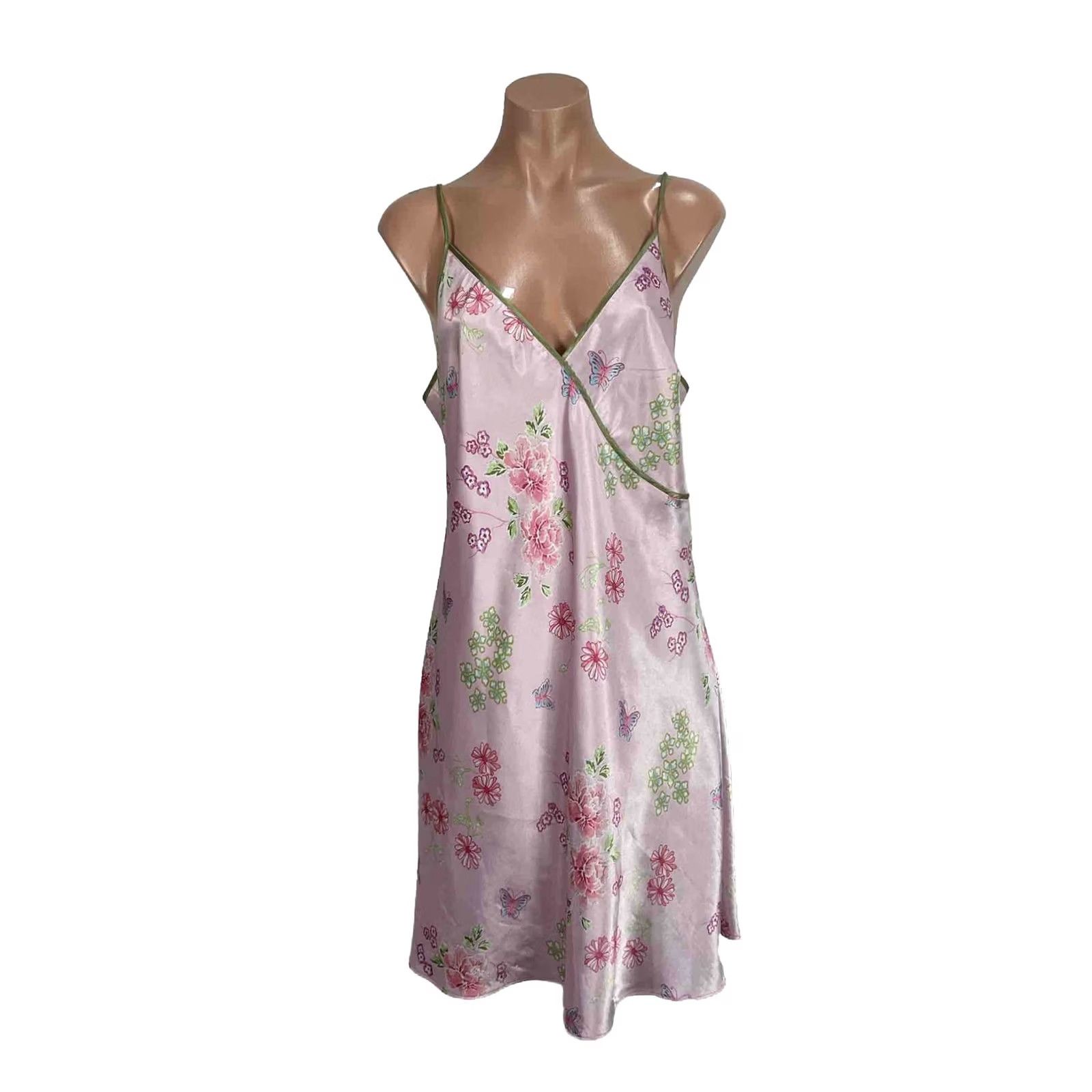 Vintage VINTAGE SUSSAN LINGERIE Nightie Sleepwear Gown Silky Pink Shiny Robe Peignoir 2pc Set M Womens Size ONE SIZE - 3 Thumbnail