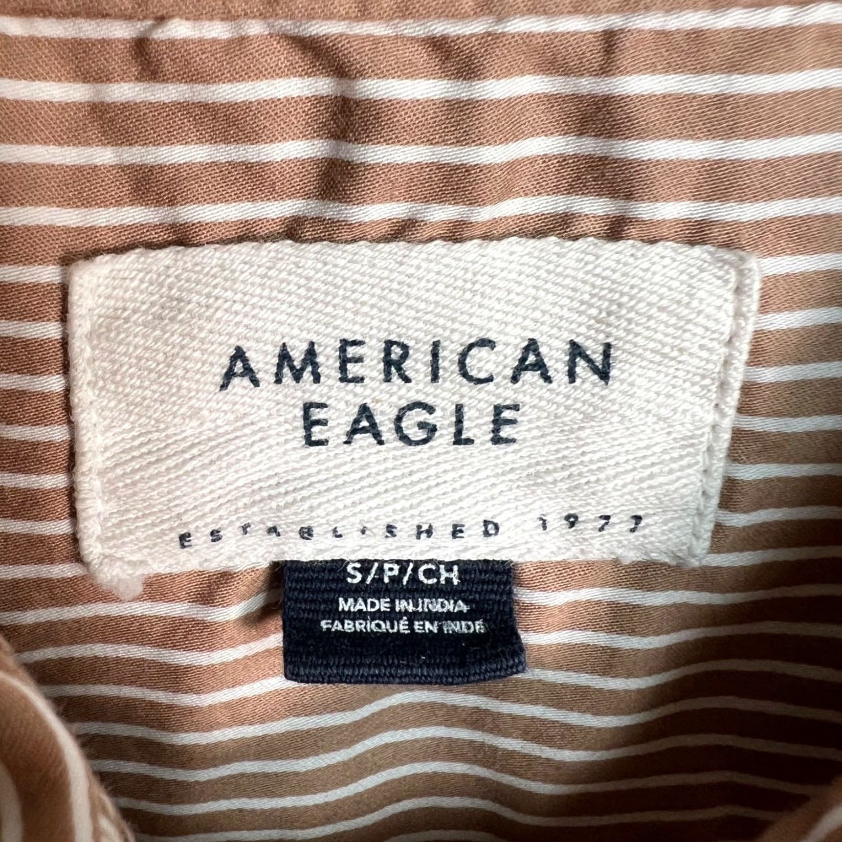 American Eagle Outfitters American Eagle Shirt Womens Size Small Striped Button-Down Brown Long Sleeve Size S / US 4 / IT 40 - 3 Thumbnail