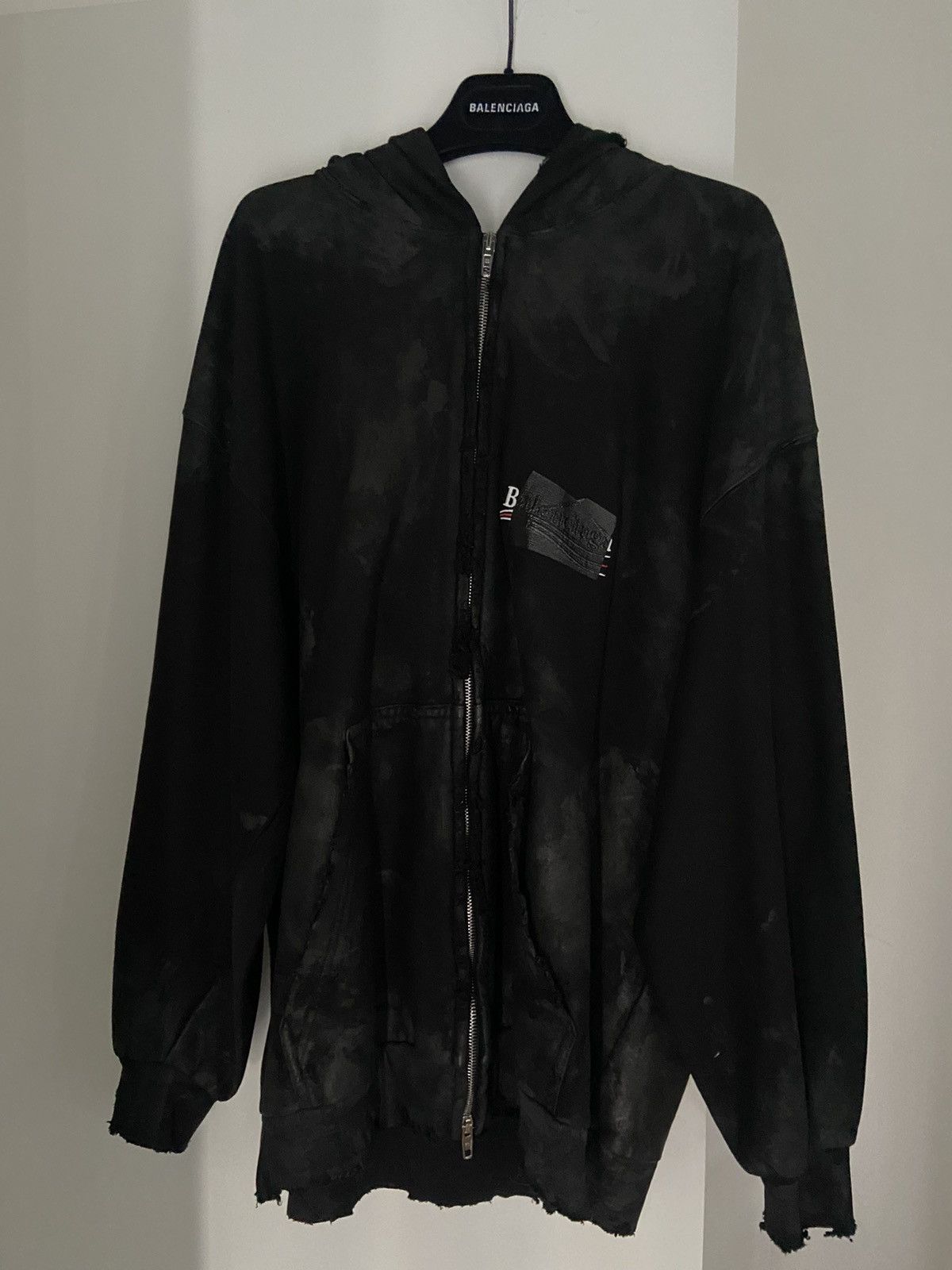 image of Balenciaga Fw22 Runway Gaffer Mud Dirt Zip-Up in Black, Men's (Size XS)