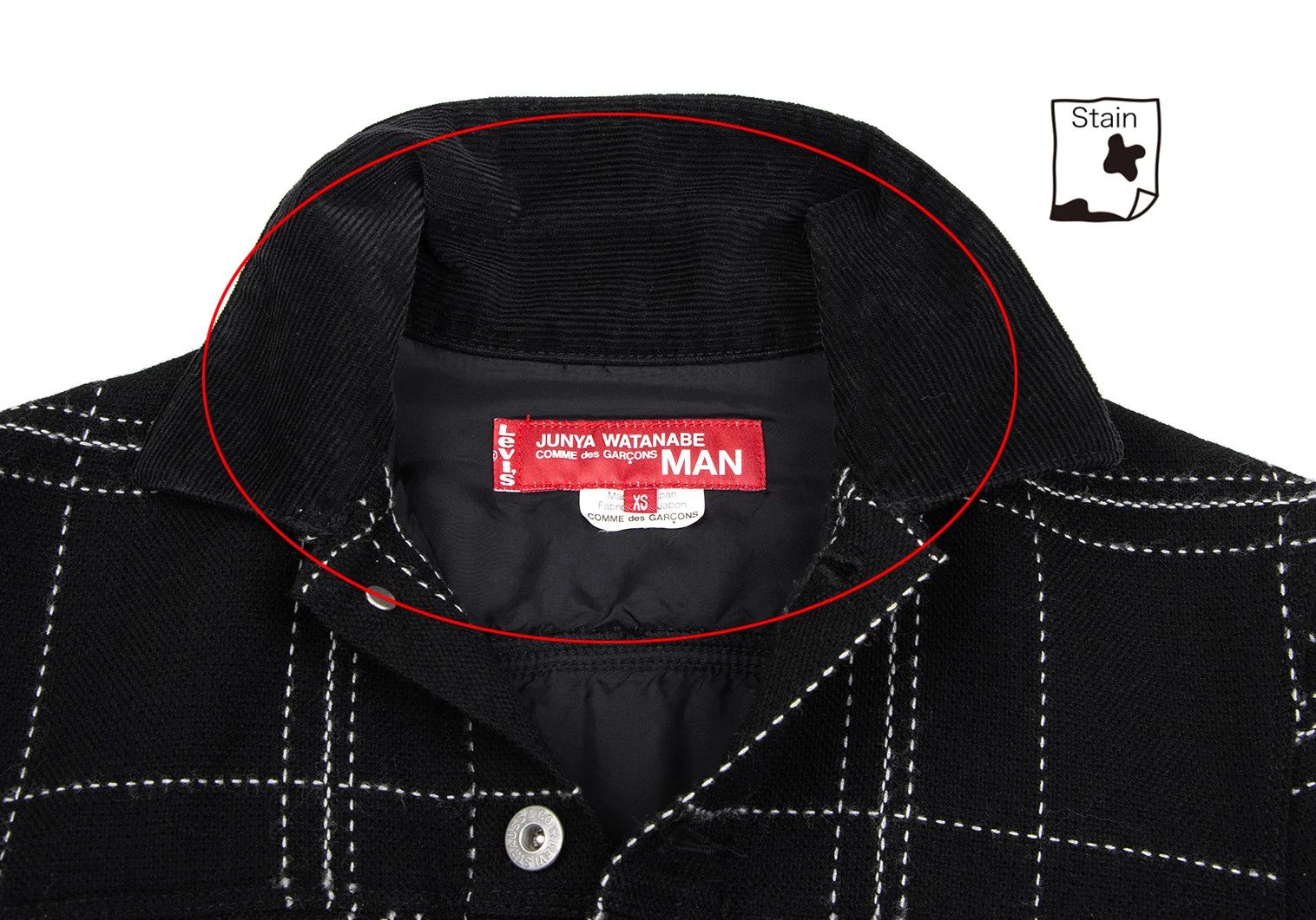 Junya Watanabe Corduroy Stitch Wool Trucker Jacket in Black, Size XS Size US XS / EU 42 / 0 - 4 Thumbnail