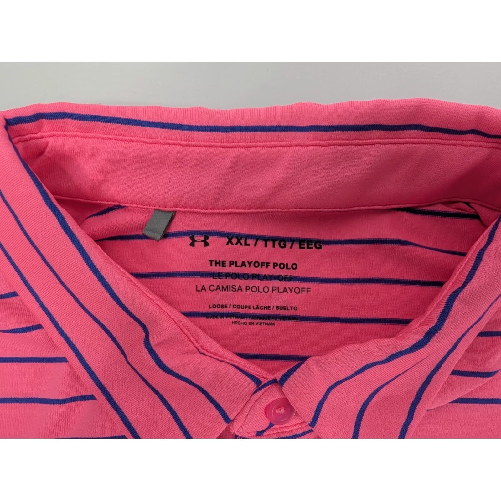Under Armour Under Armour The Playoff Polo Short Sleeve Pink Striped Men’s 2XL 1351130 Size US XXL / EU 58 / 5 - 6 Thumbnail