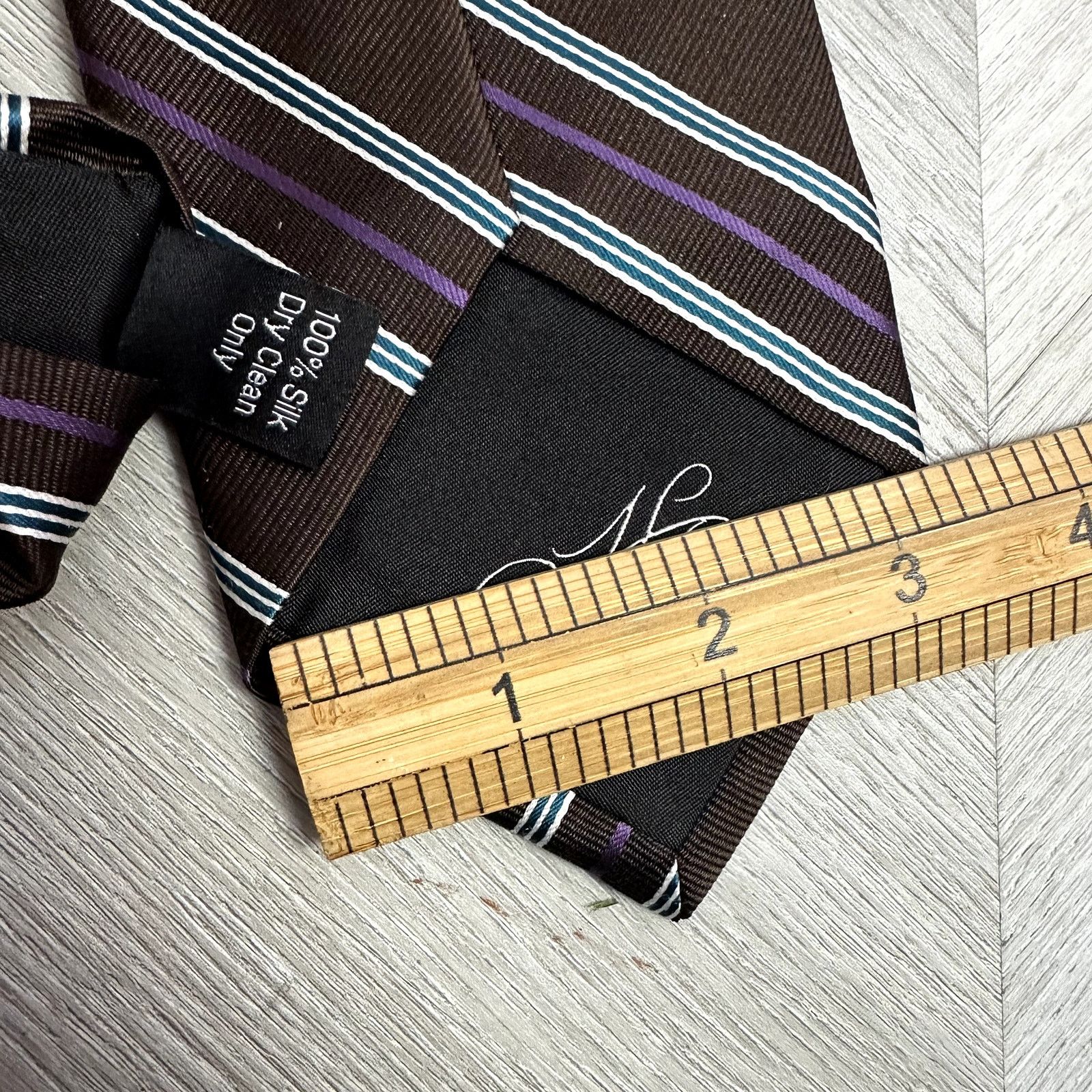 Hickey Freeman Hickey Freeman Brown Diagonal Stripe Silk Tie Blue White Size ONE SIZE - 7 Thumbnail