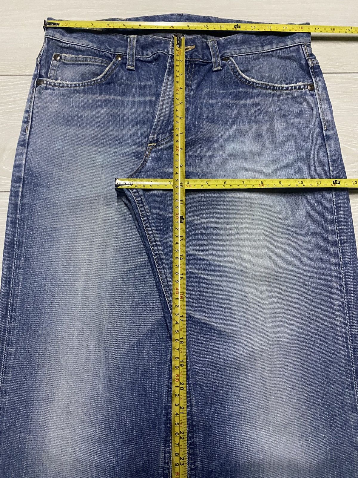Number (N)ine Vintage Lee Riders Faded Wash Distressed Loose Jeans Size US 33 - 12 Thumbnail