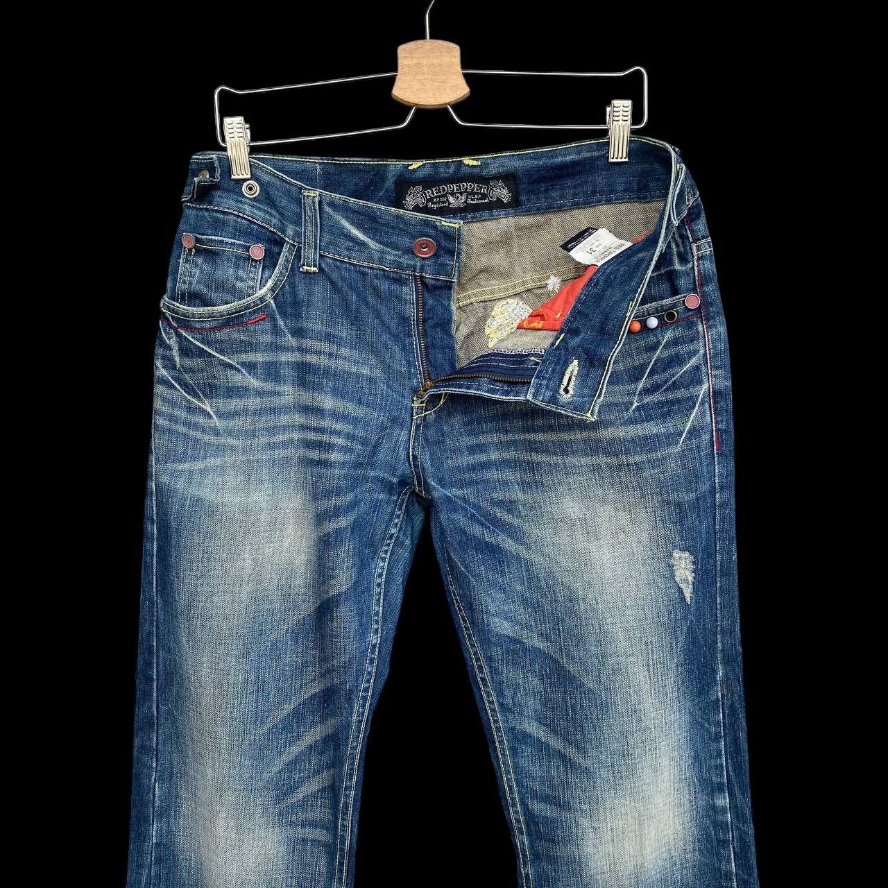 Japanese Brand × Le Grande Bleu (L.G.B.) × Tornado Mart A BEAUTIFUL FLARE DENIM RED PEPPER GOLD LABEL EAGLE WING Size US 31 - 10 Thumbnail