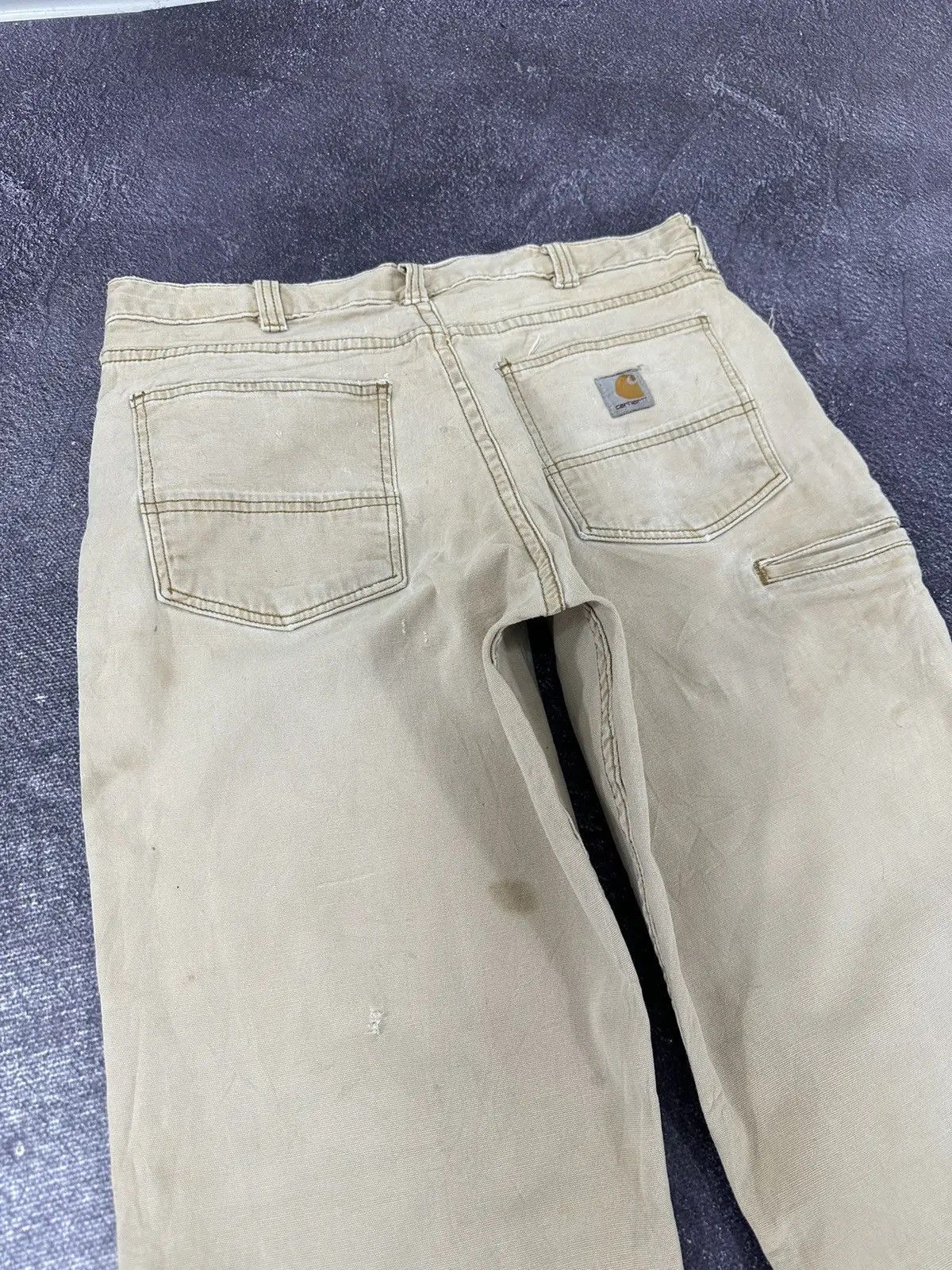 Carhartt × Vintage Vintage Carhartt Work Hype Cream American Baggy Pants Size US 34 / EU 50 - 6 Thumbnail