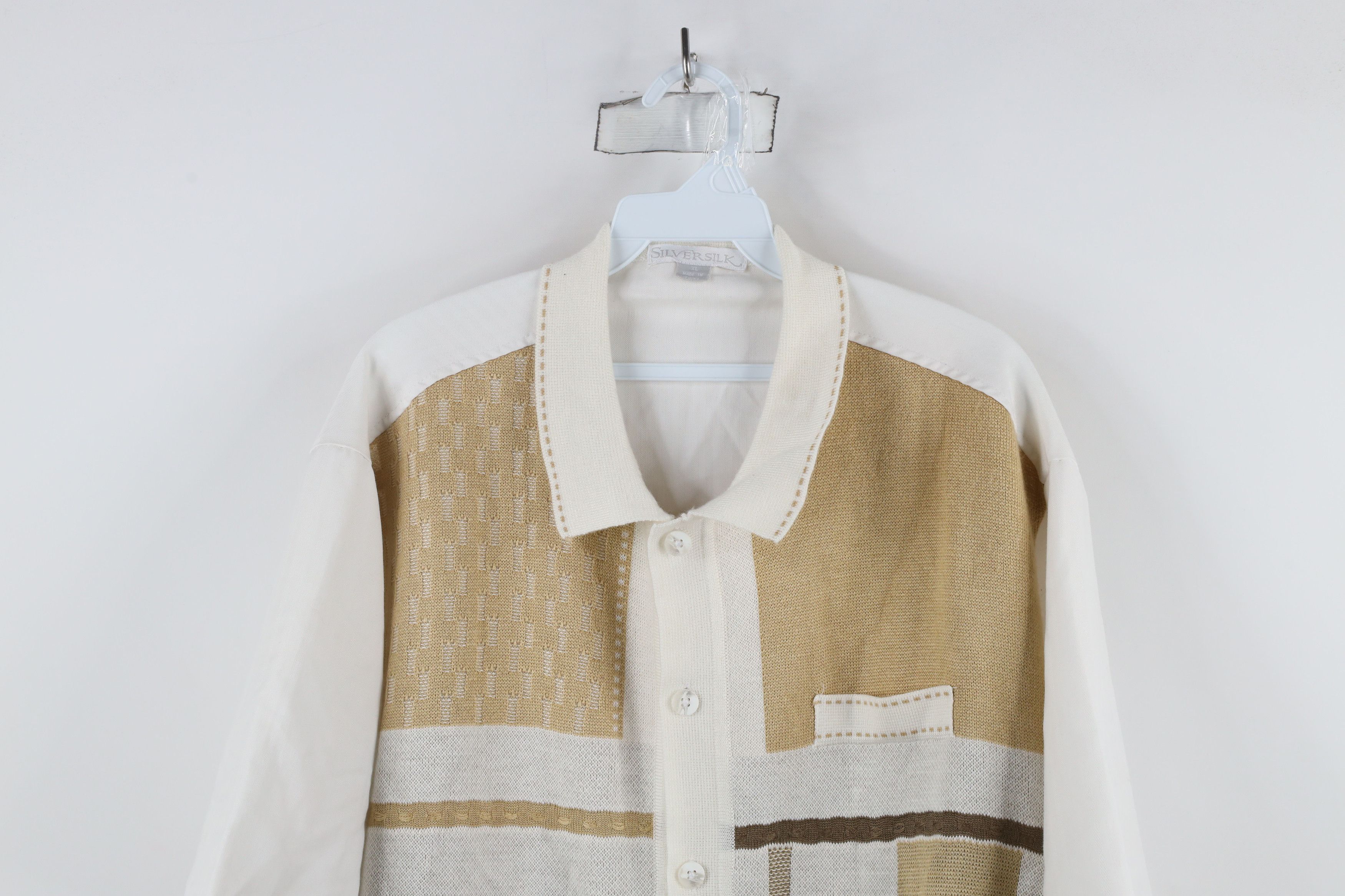 Vintage Vintage 90s Streetwear Block Knit Collared Button Shirt Size US XL / EU 56 / 4 - 2 Thumbnail