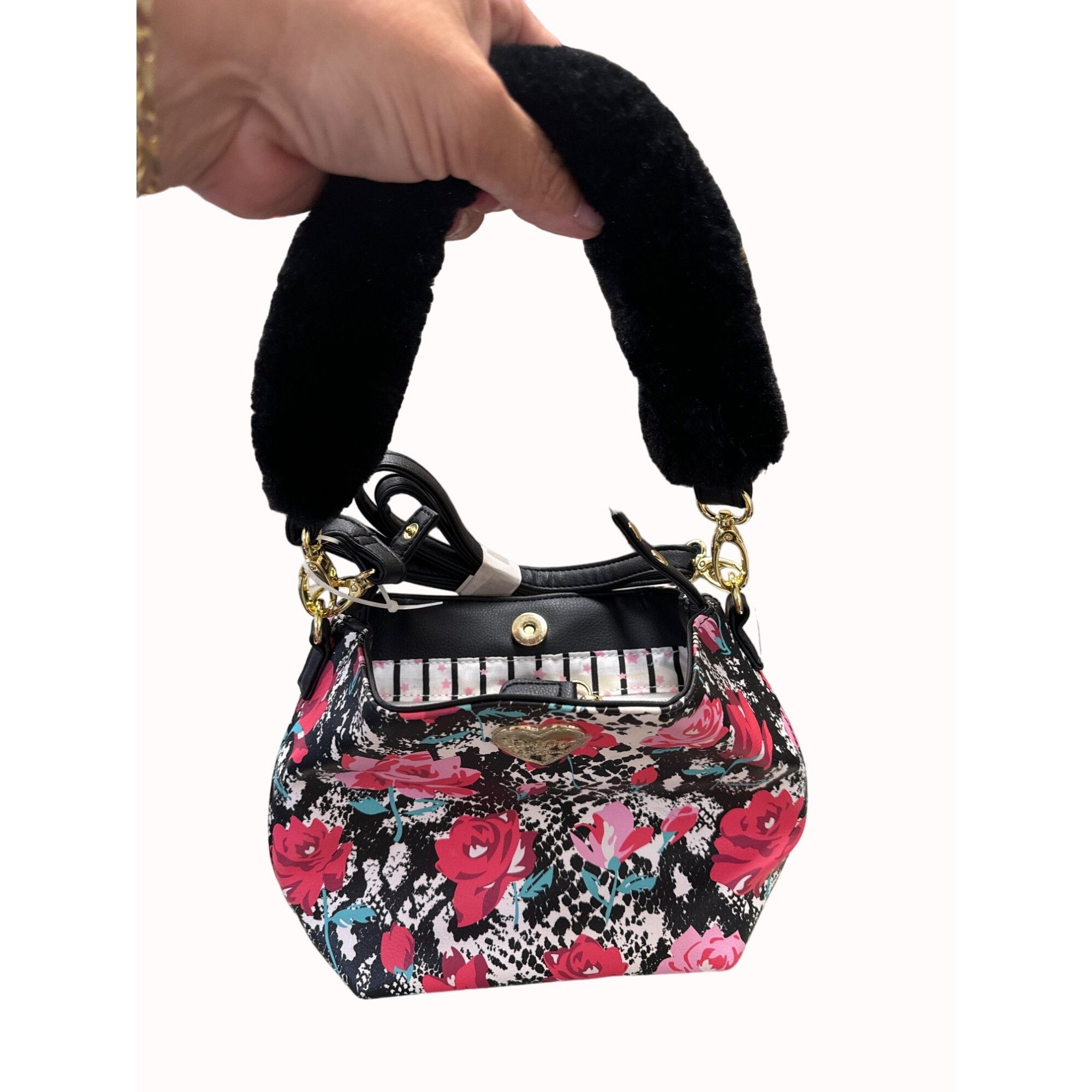 Betsey Johnson Betsey Johnson women’s black red flora clutch crossbody purs Size ONE SIZE - 3 Thumbnail