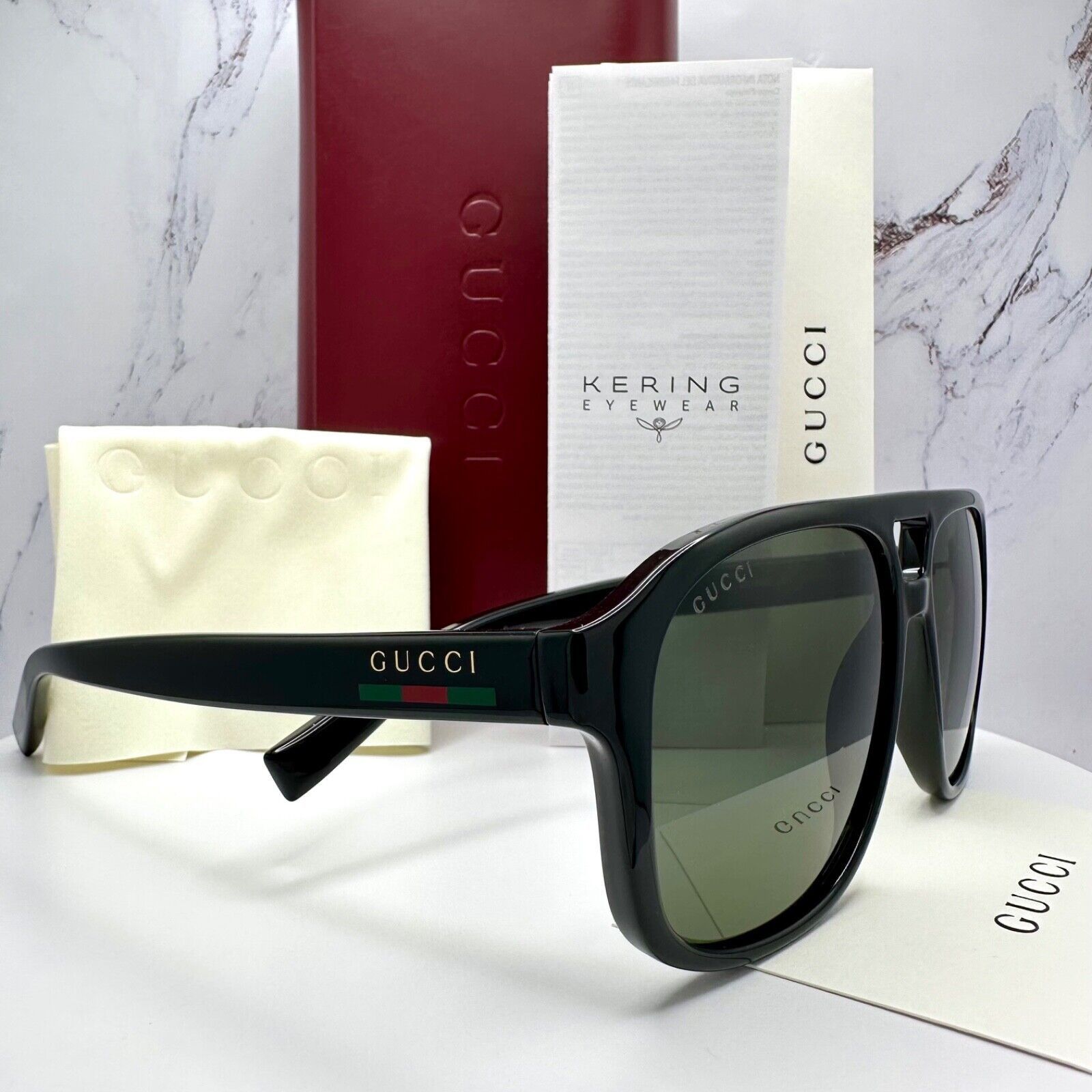 Gucci New GUCCI Sunglasses 2025 Release Black Aviator Gold Logo Size ONE SIZE - 1 Thumbnail