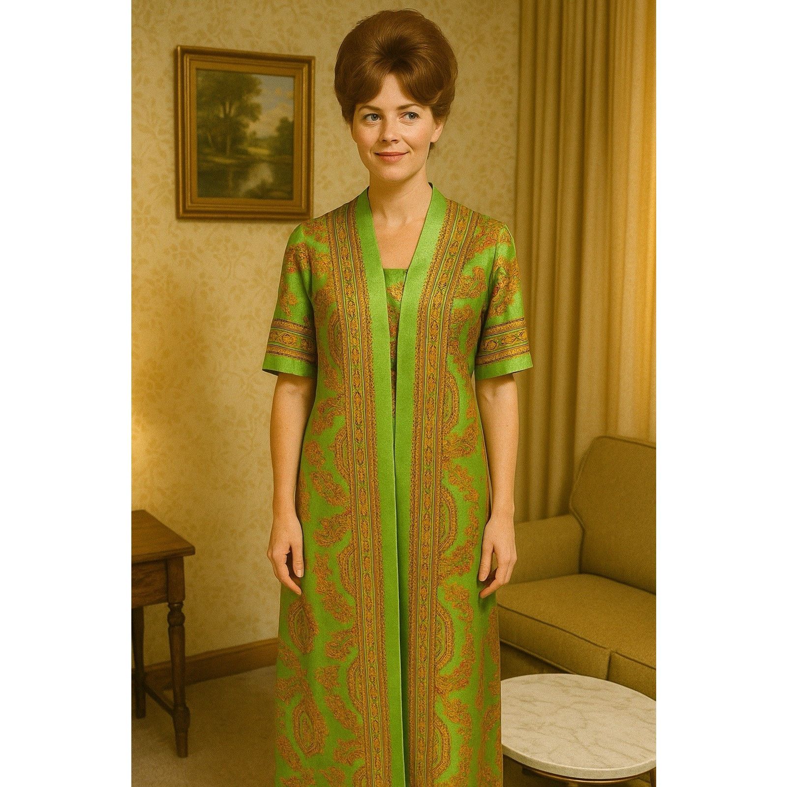 Saks Fifth Avenue Vintage 1960’s Fifth Avenue Robes By M.W. -Green Long Robe Size S / US 4 / IT 40 - 1 Thumbnail