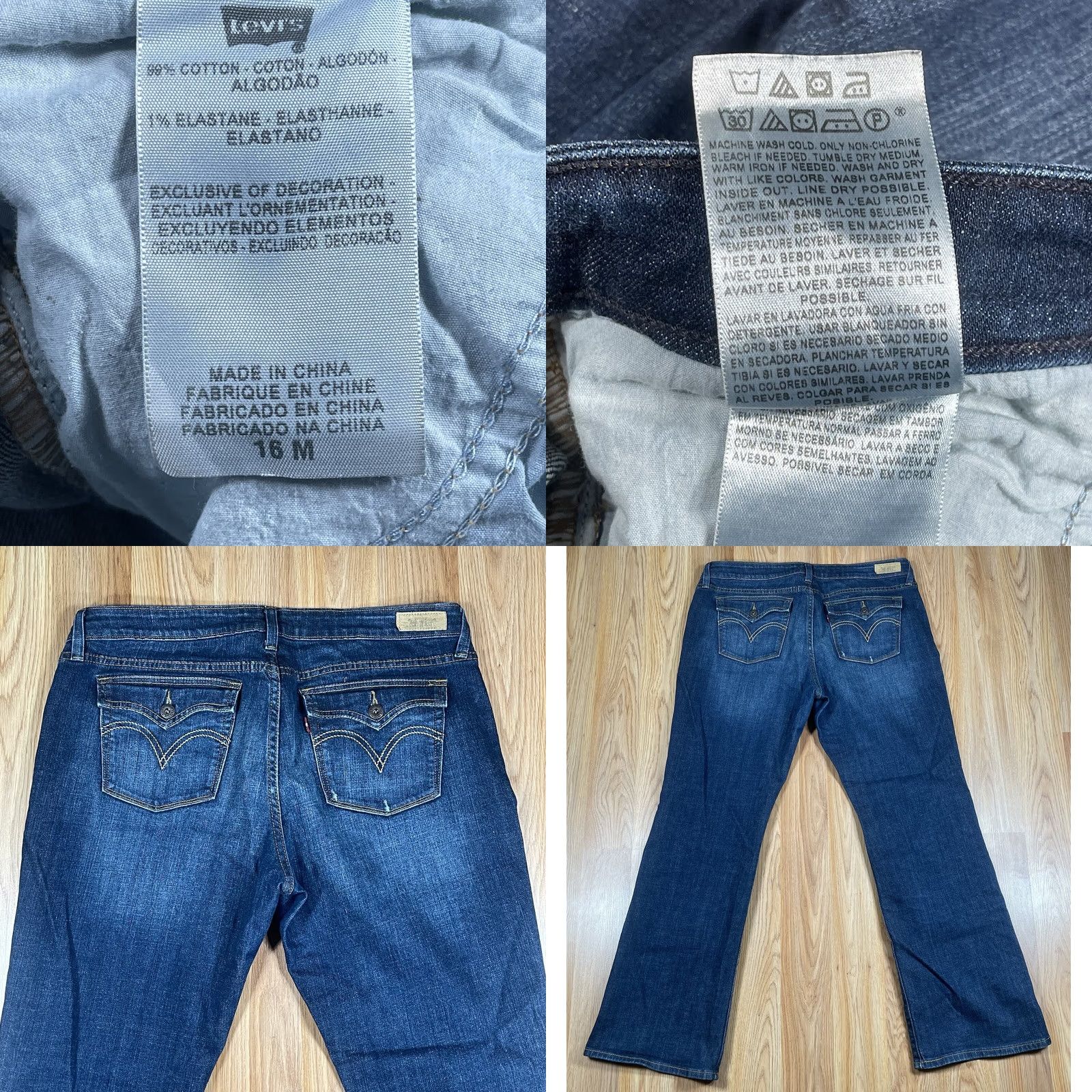 Levi's Levi's Womens 16M Bootcut Jeans Blue Wash Denim Pants Stretch Mid Rise Size 38" / US 16 / IT 52 - 9 Thumbnail