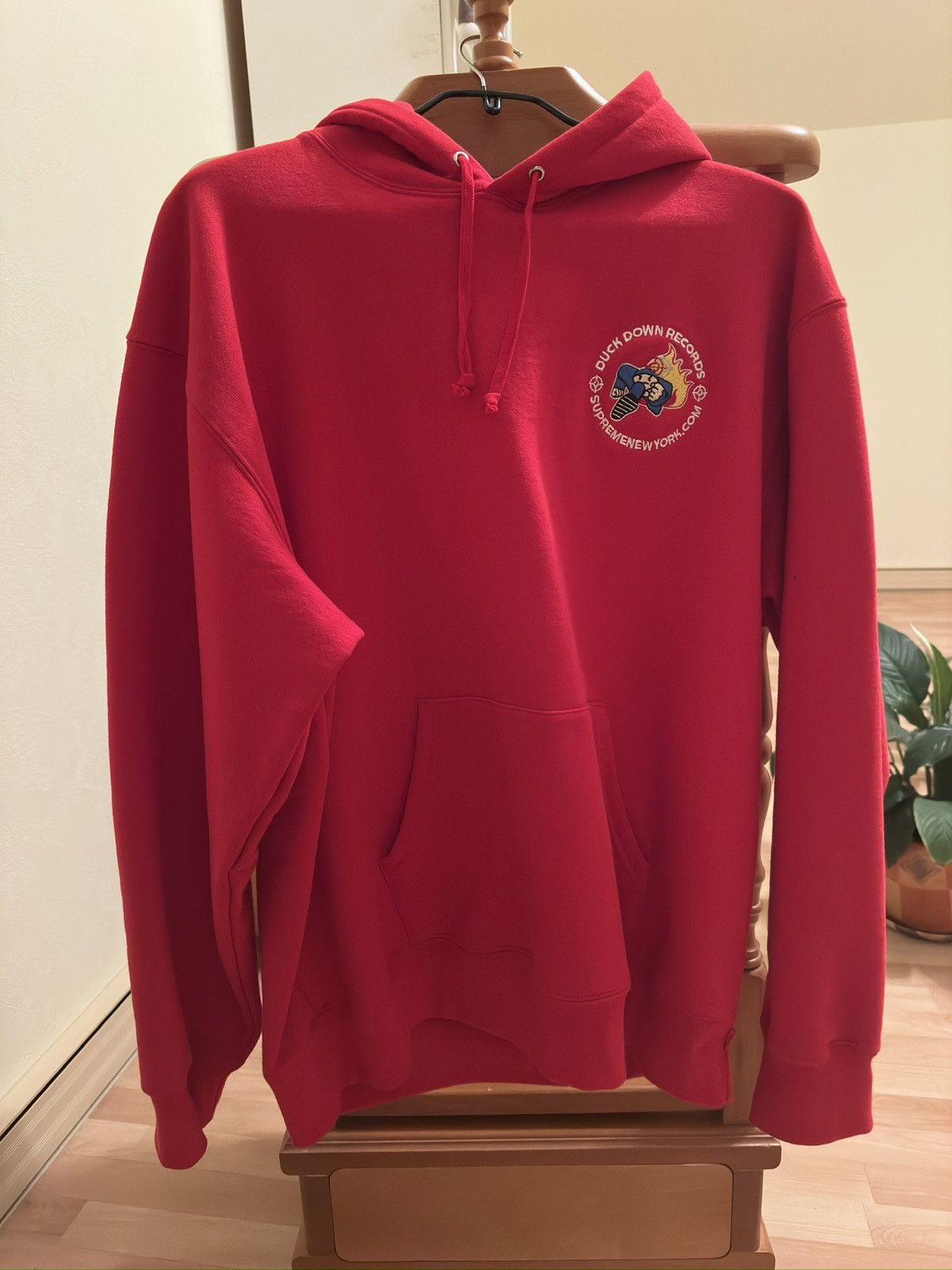 image of Supreme Duck Down Records Hoodie in Red, Men's (Size XL)