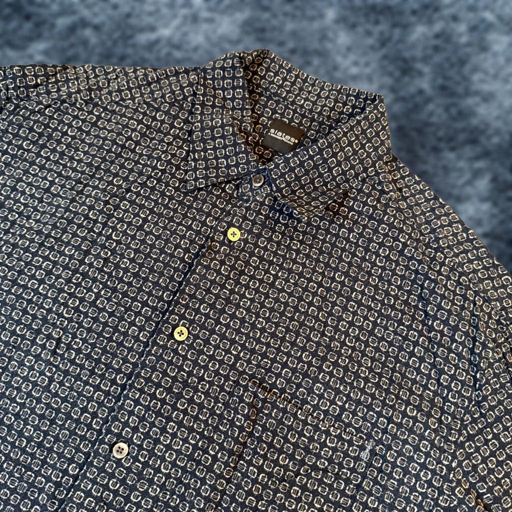 Dockers Slates Dockers Button-Up Shirt Mens XL Black Geometric Cotton Rayon Button Chest Pocket Short Sleeve Casual Summer Geometric Patterns Size US XL / EU 56 / 4 - 1 Thumbnail