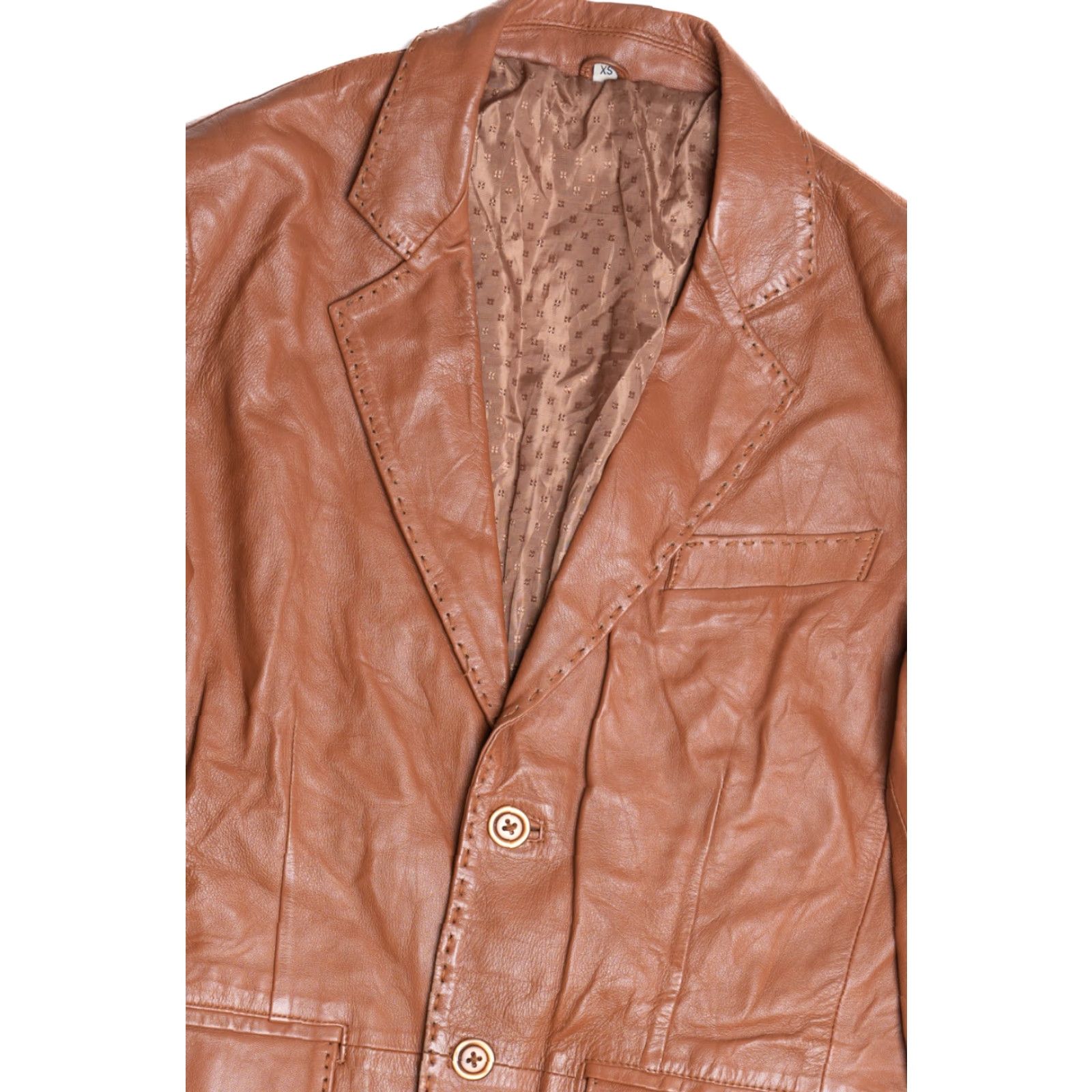 Vintage VINTAGE Topstitch Leather Jacket Shirt? Size US XL / EU 56 / 4 - 2 Thumbnail