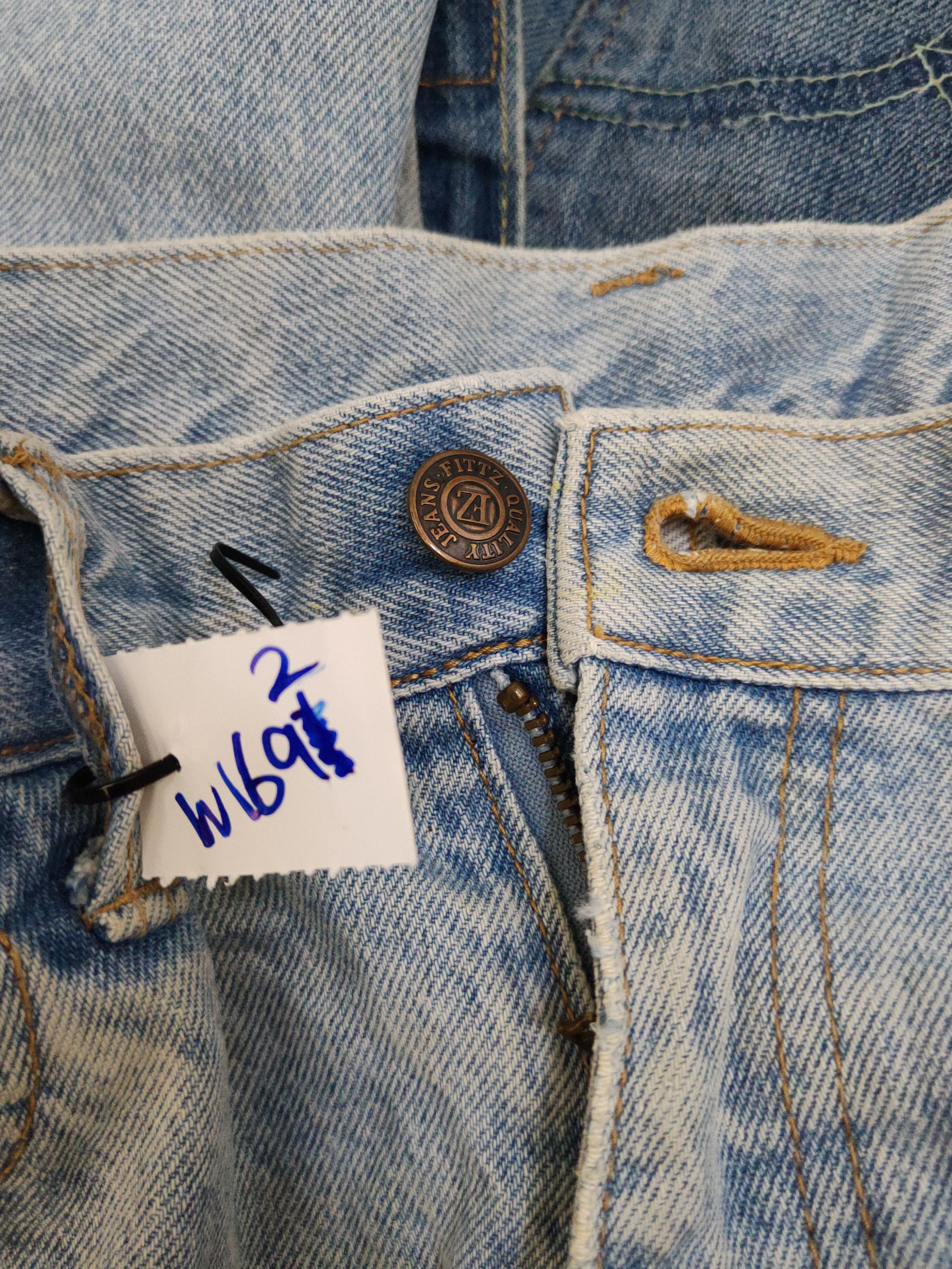 Japanese Brand Fittz Light Blue Distressed Ripped denim Jeans #W1692 Size US 33 - 16 Thumbnail