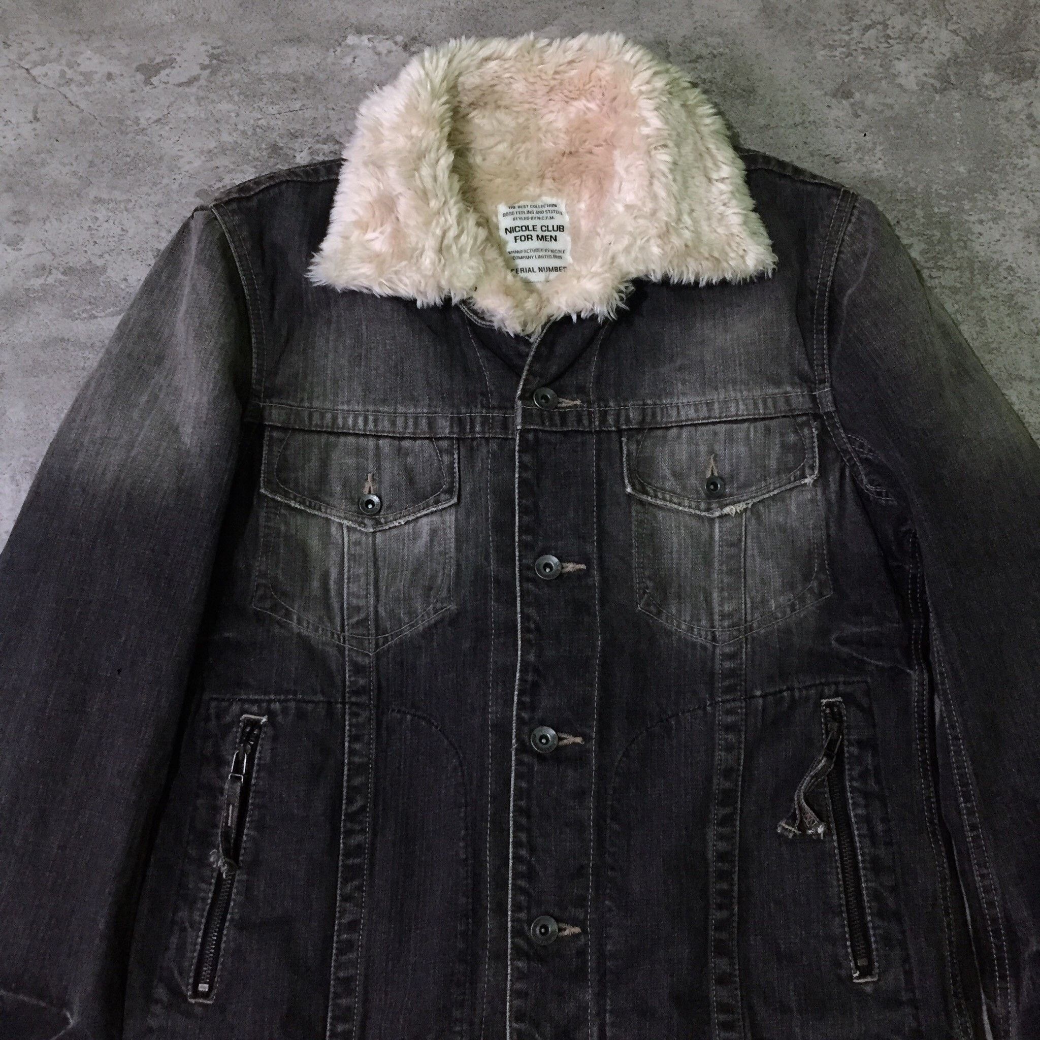 Nicole Club NCFM Stone Wash Denim LIner Fur Double Jacket Size US M / EU 48-50 / 2 - 2 Thumbnail
