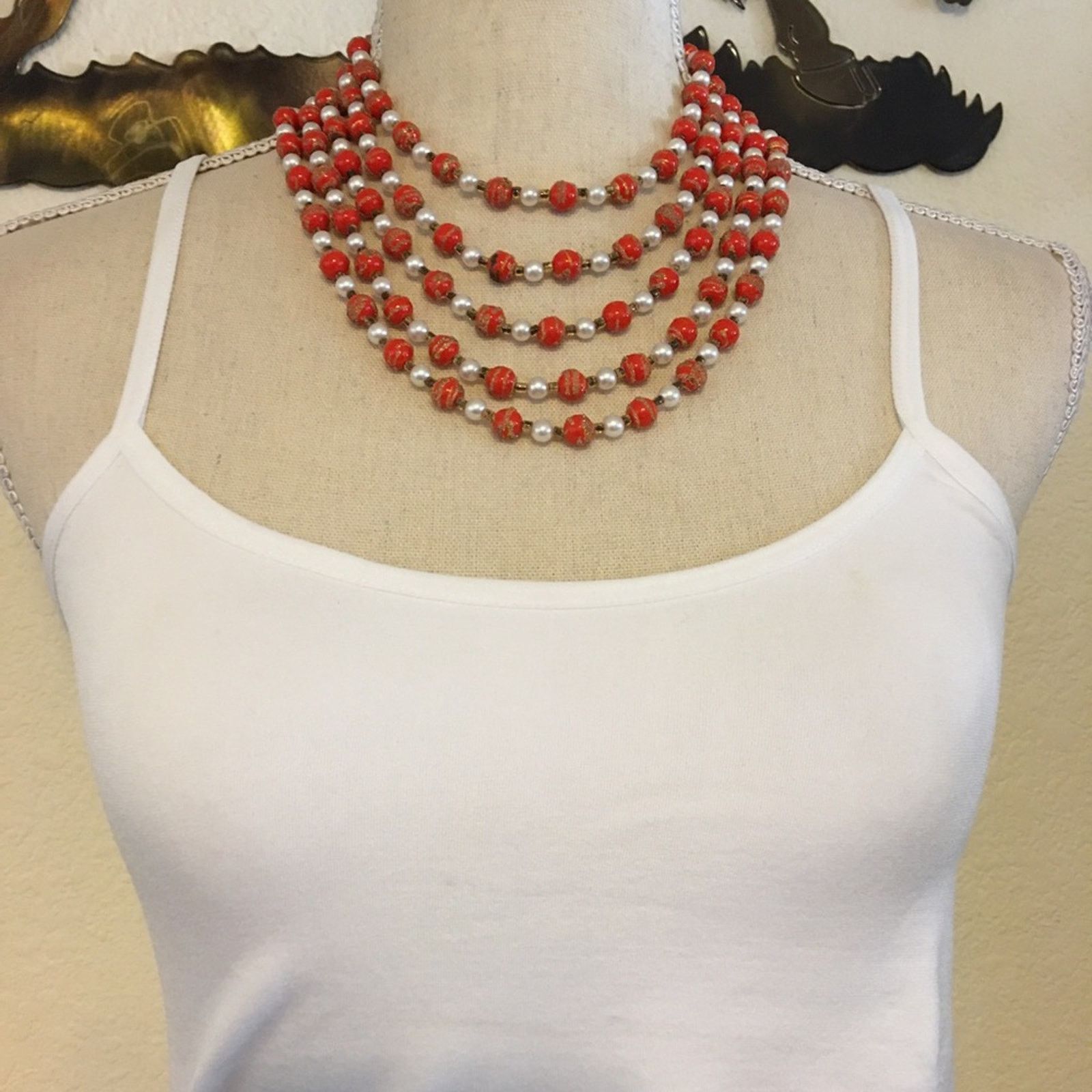 Vintage Vintage multi strand sparkle painted bead necklace Size ONE SIZE - 3 Thumbnail
